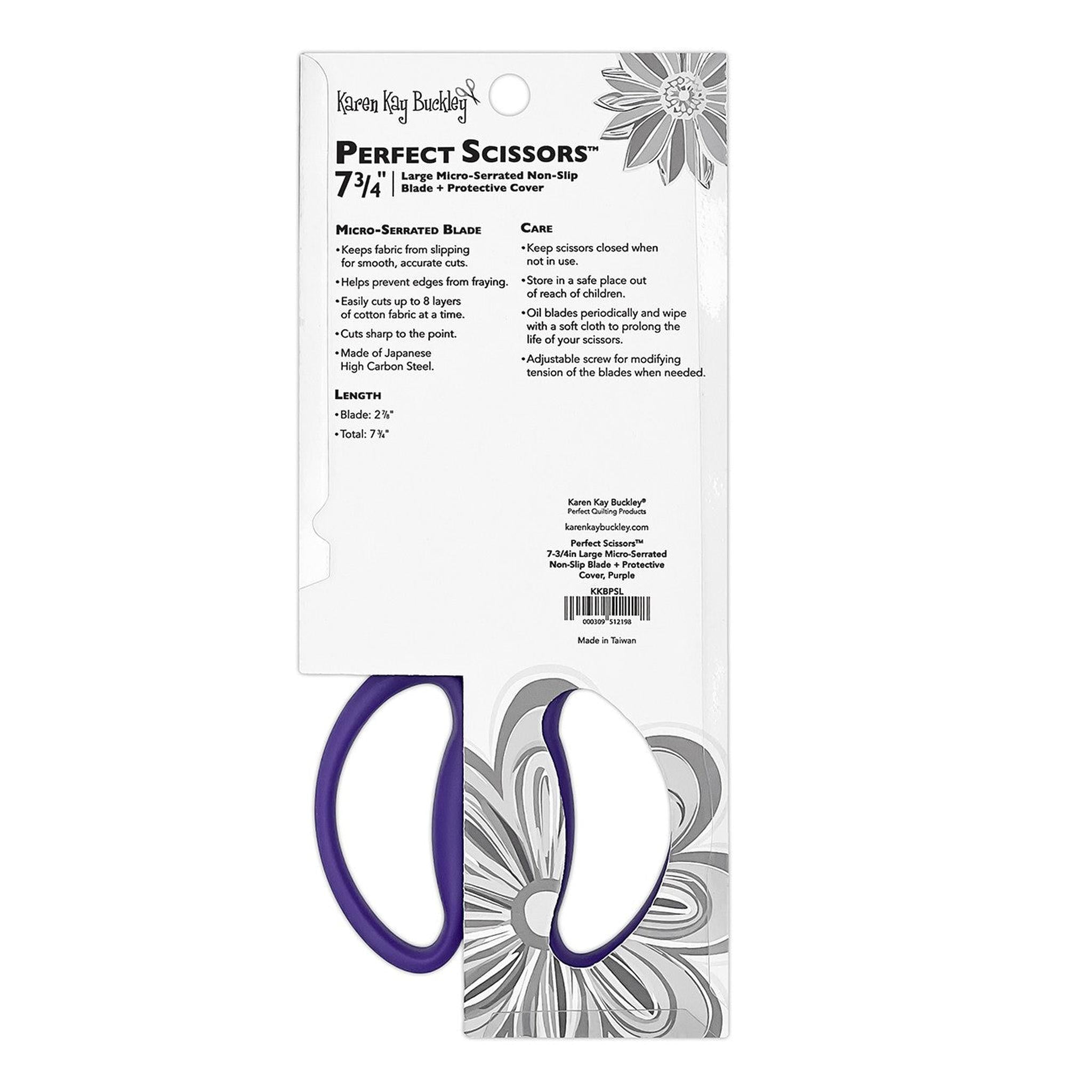 Karen Buckley 7-3/4in Large Micro-Serrated Non-Slip Scissors w/Protective Cover