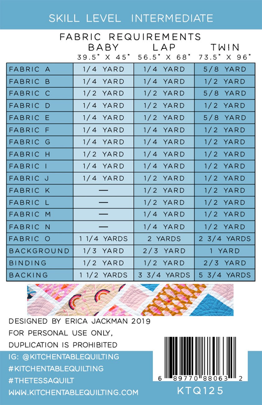 The Tessa Quilt Pattern by Erica Jackman