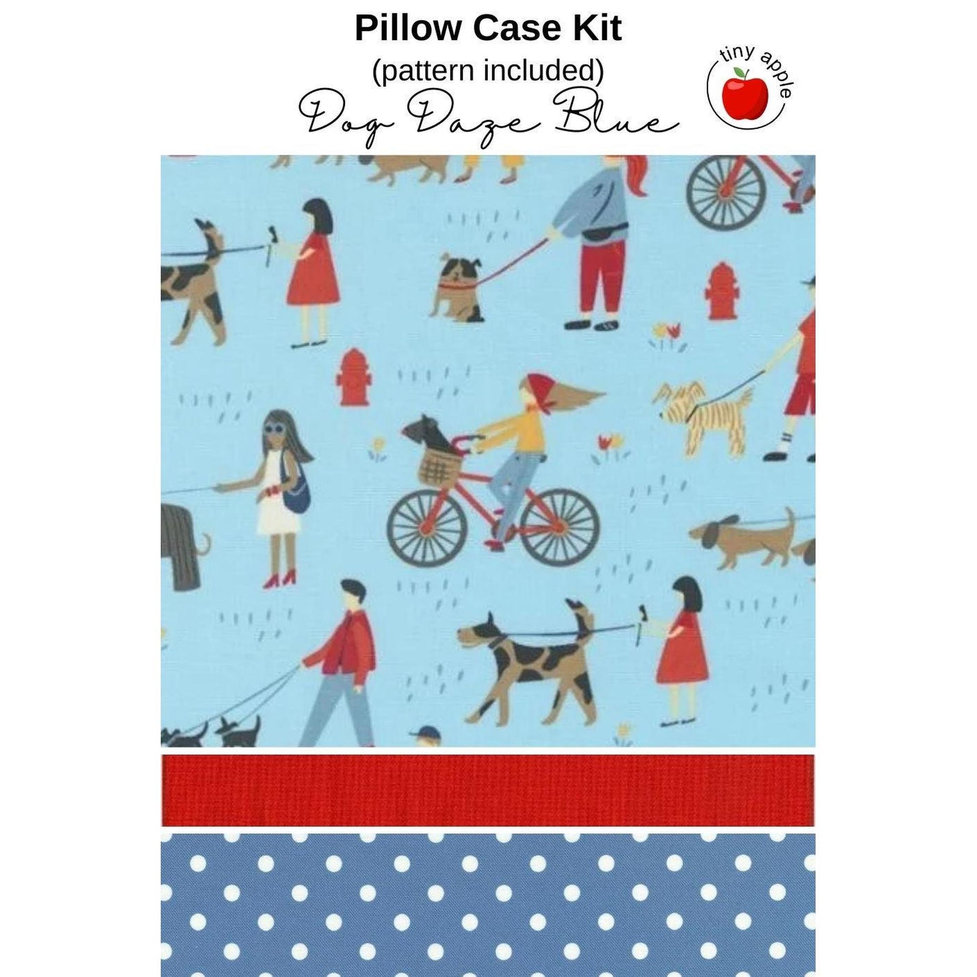 Kit: Burrito Pillowcase - Dog Daze Blue (pattern included)