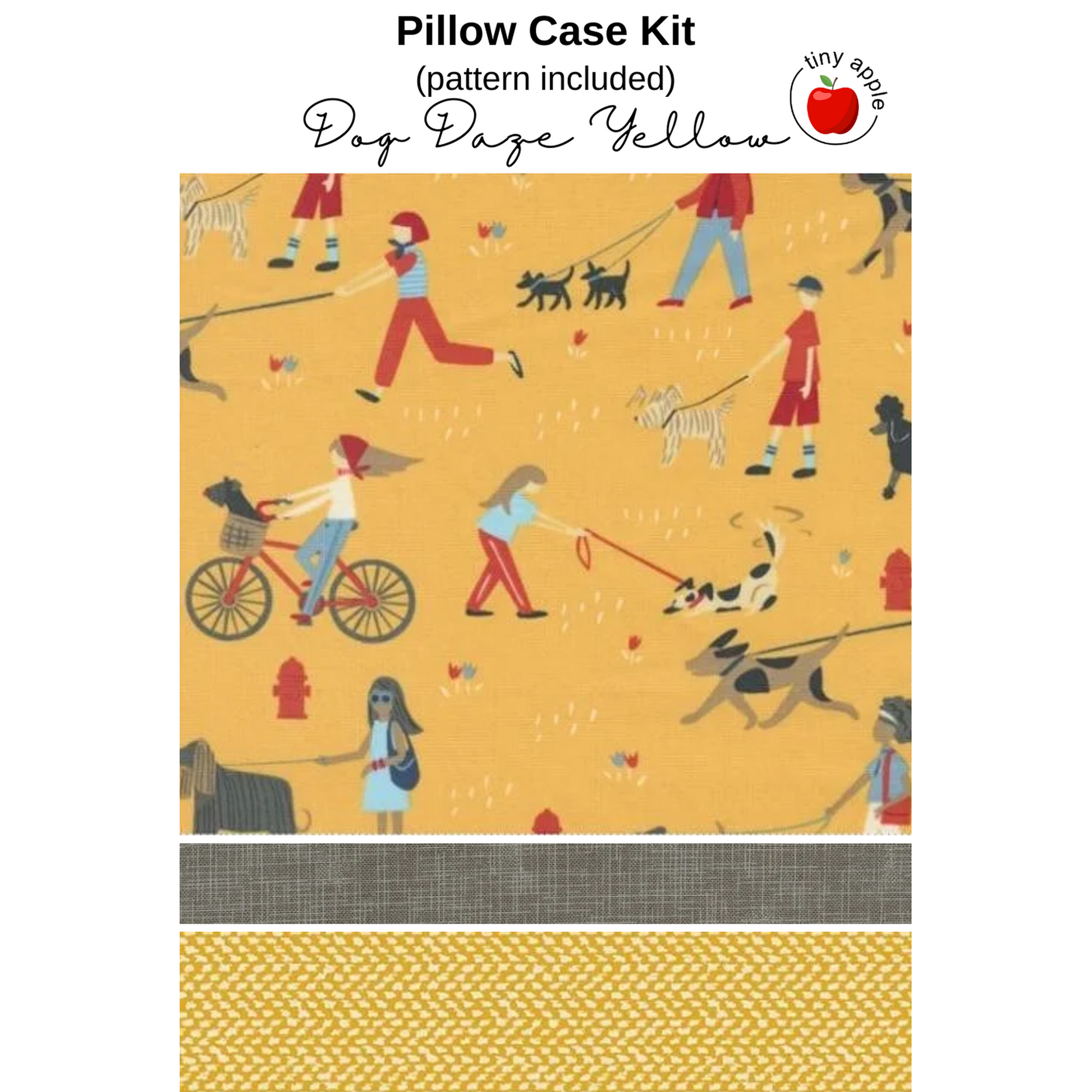 Kit: Burrito Pillowcase - Dog Daze Yellow (pattern included)