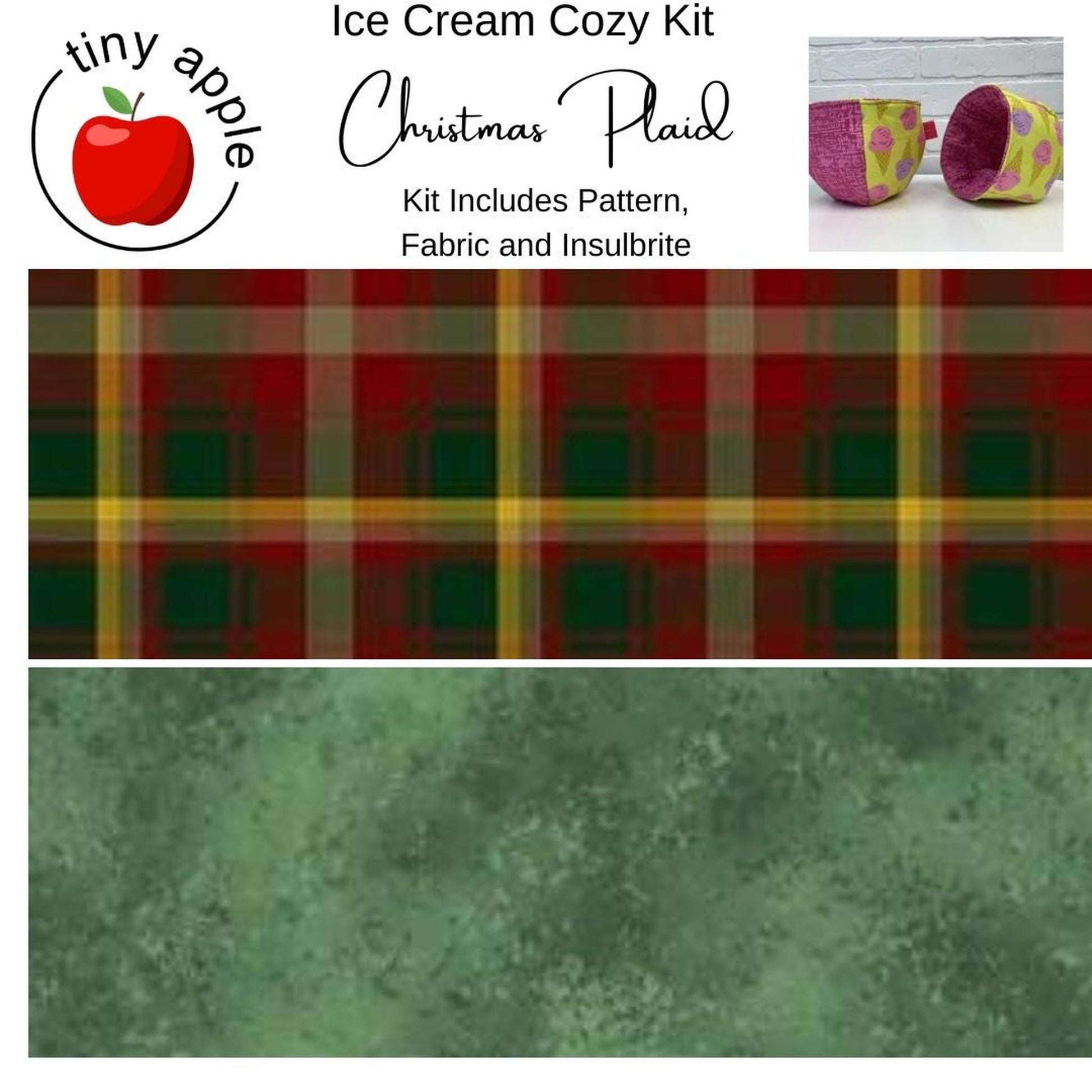 Kit: Ice Cream Cozy - Christmas Plaid