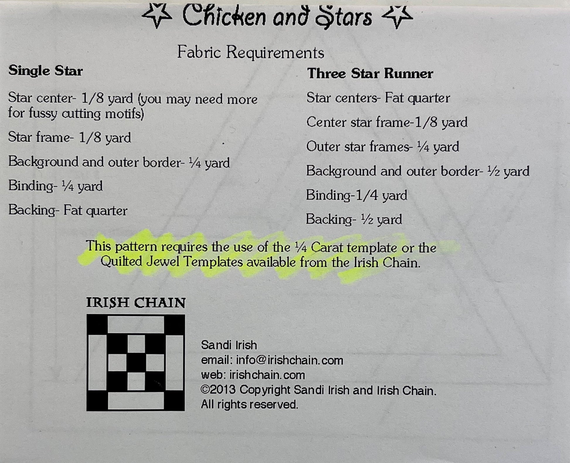 Pattern: Chicken and Stars Runner