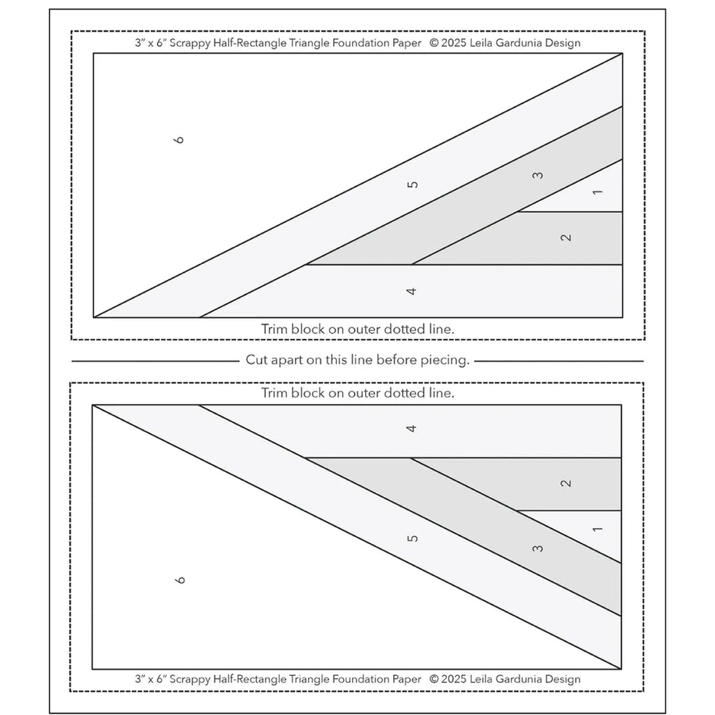 Scrappy Half Rectangle Foundation Paper Piecing Pad - 3" x 6" Finished Size