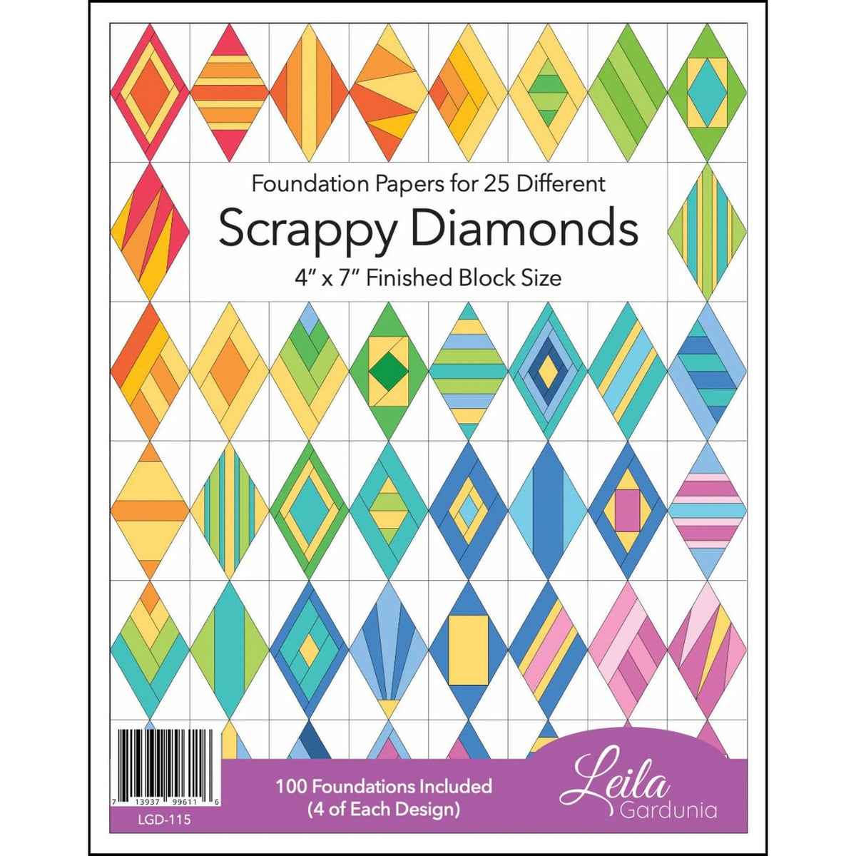 Scrappy Diamonds Foundation Paper Piecing Pad - 4" x 7" Finished Size