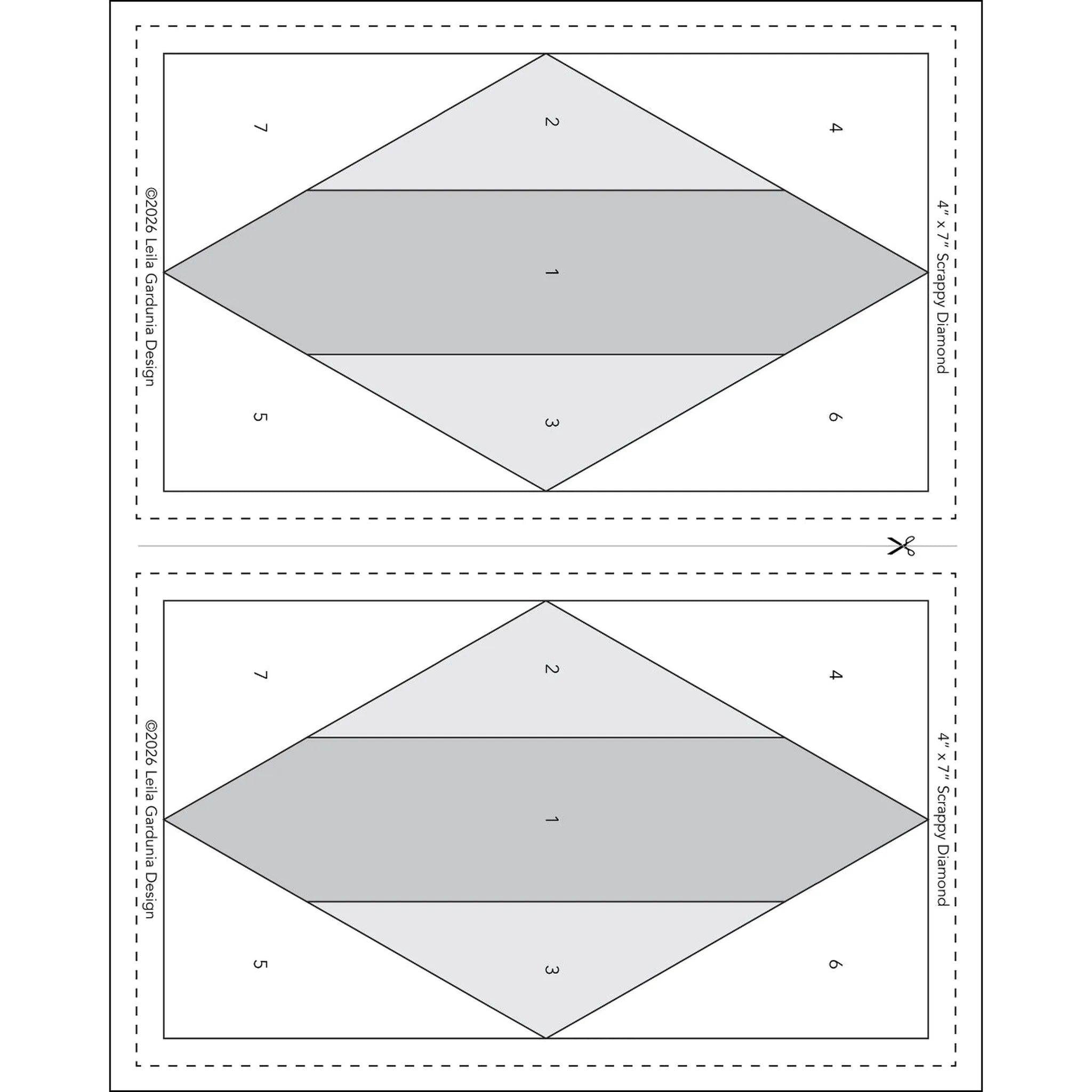 Scrappy Diamonds Foundation Paper Piecing Pad - 2" x 3.5" Finished Size