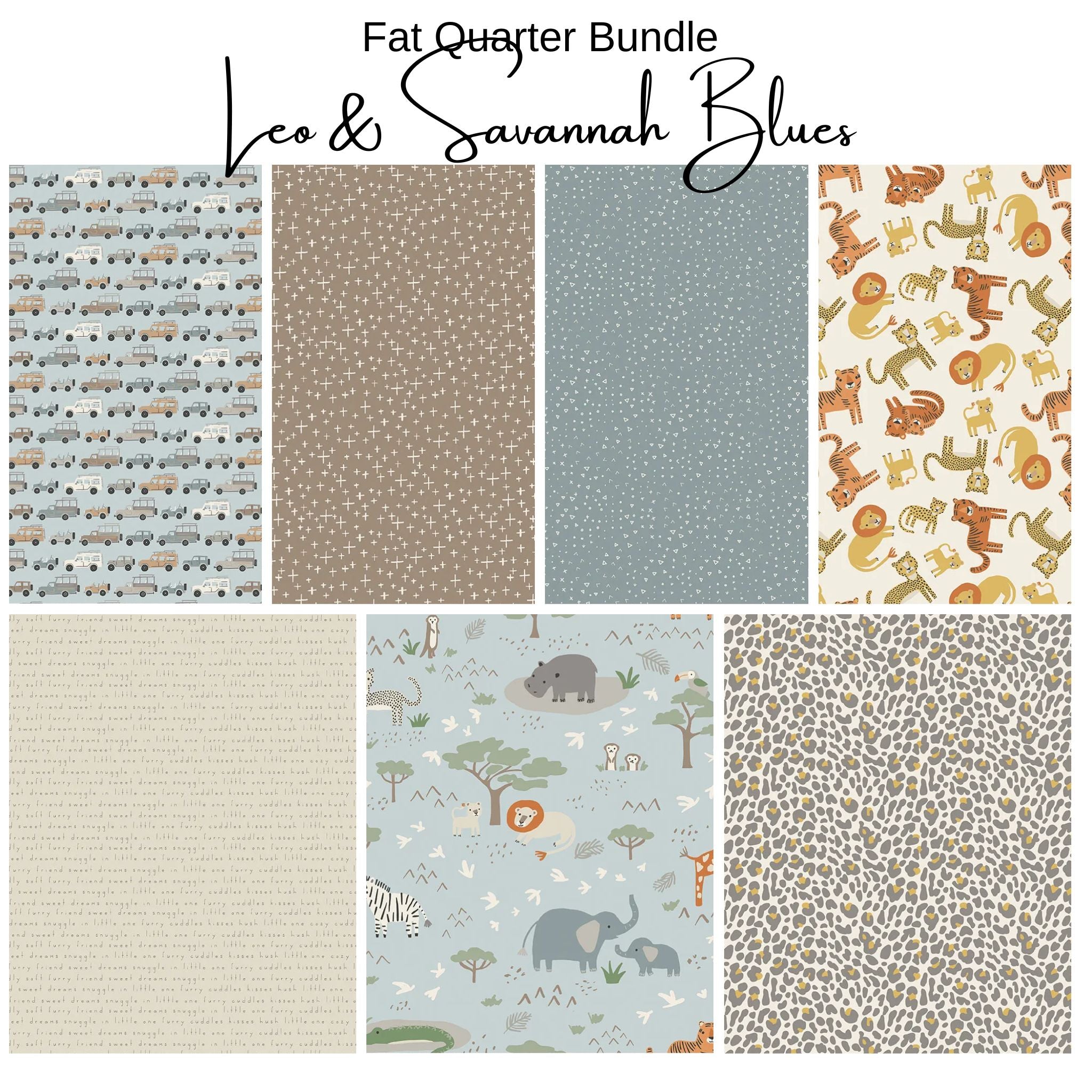Fat Quarter Bundle (7) Leo & Savannah - Blue