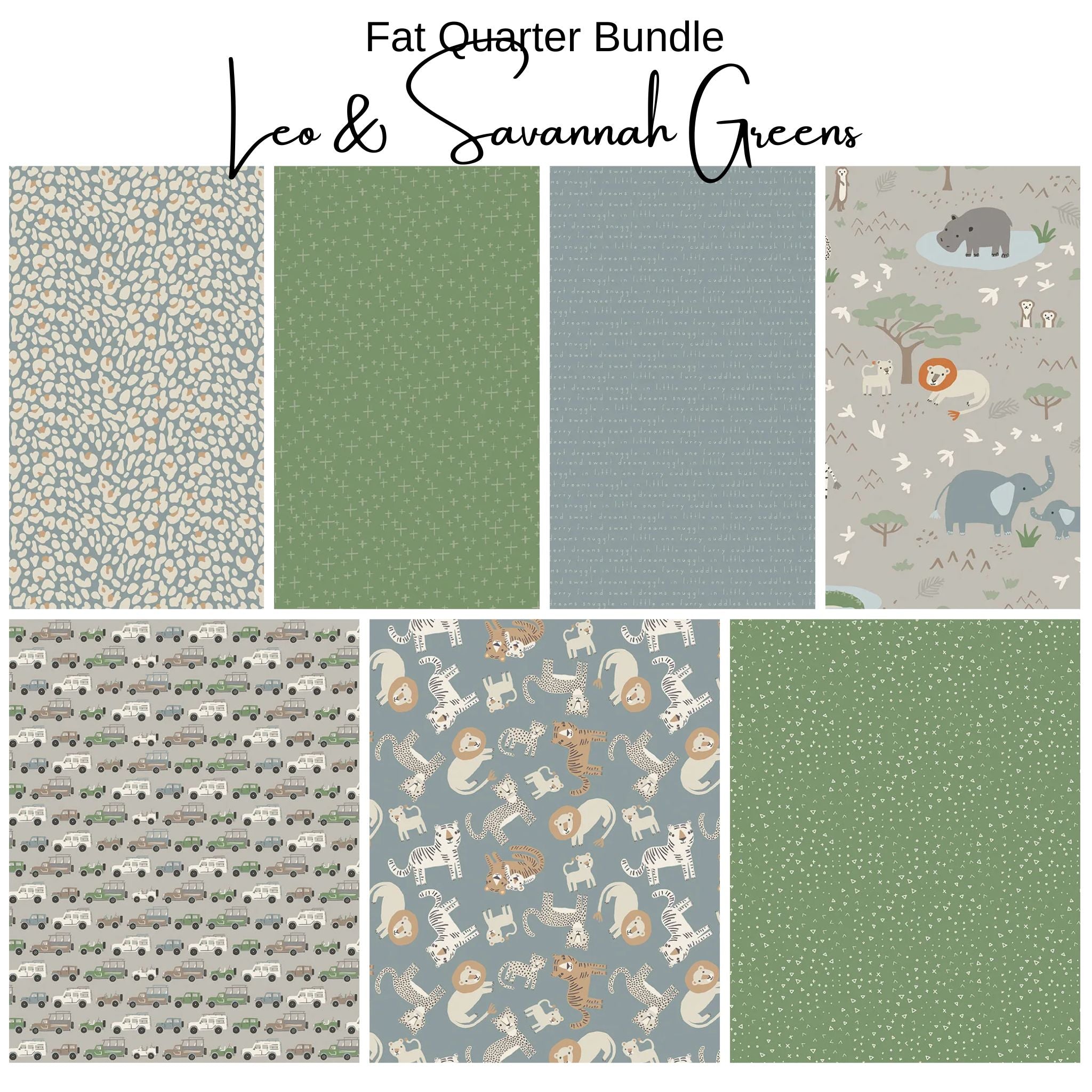 Fat Quarter Bundle (7) Leo & Savannah - Green