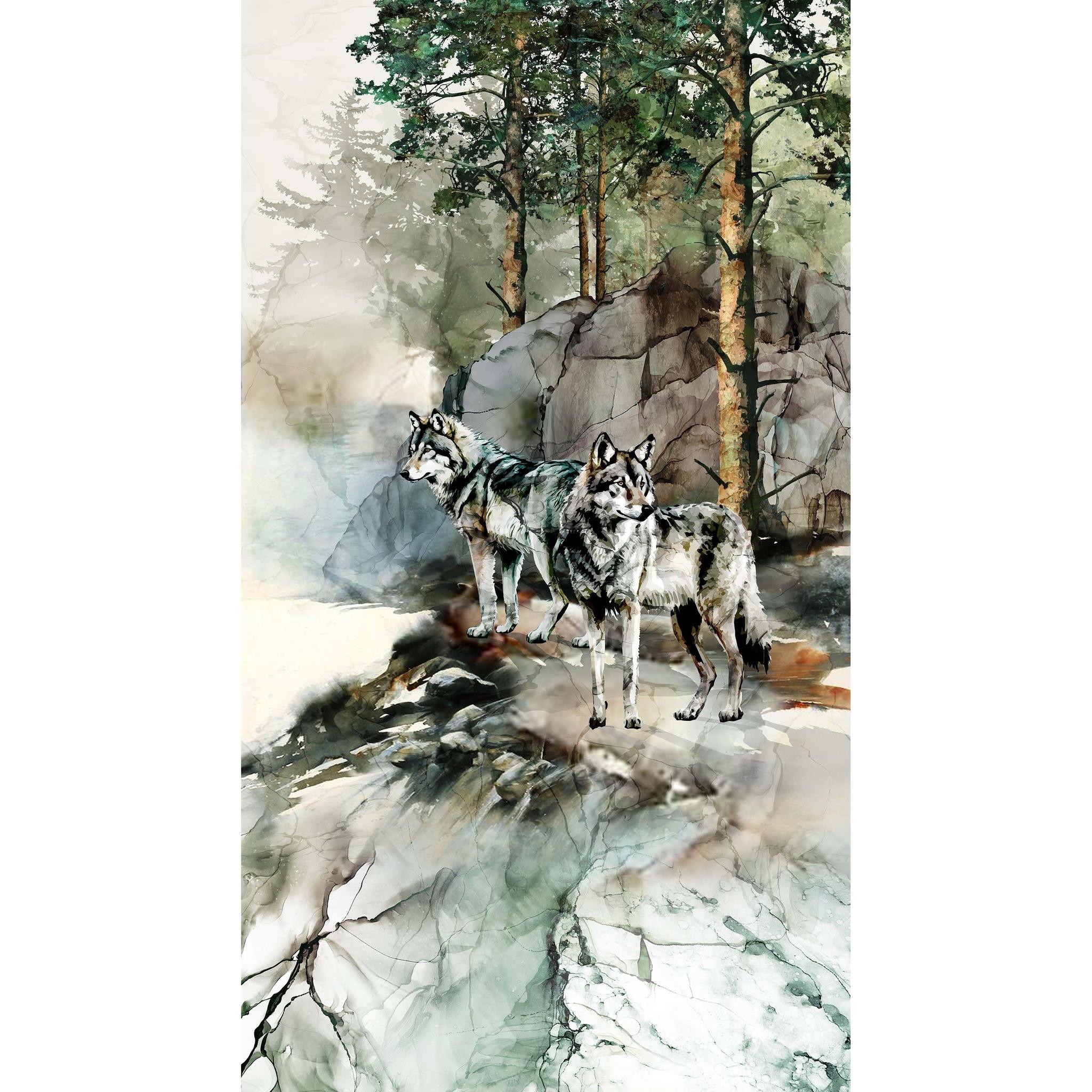 Lone Wolf by Deborah Edwards - Scenic Wolves 24" Panel