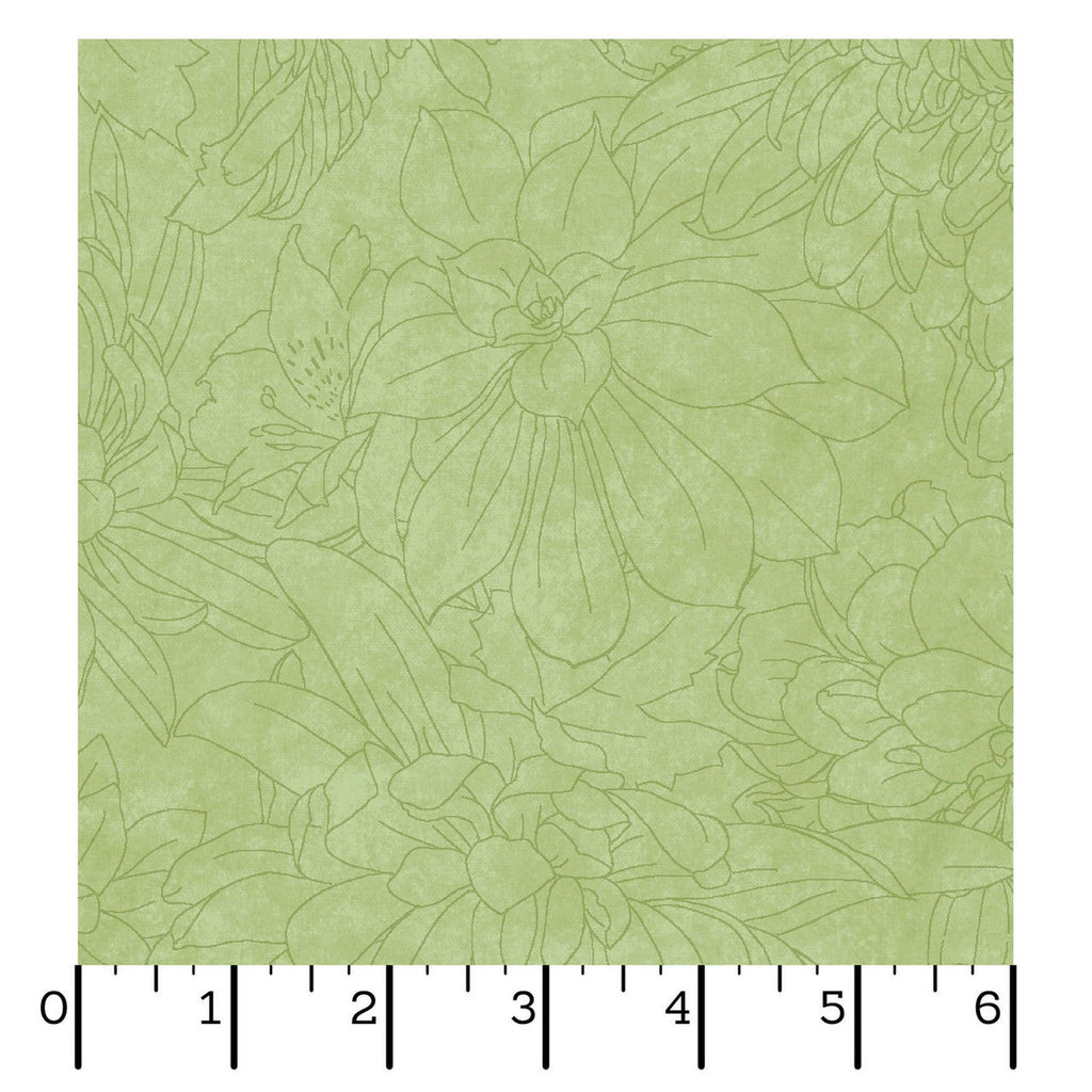 Fine Line Floral 108" Wide - Green