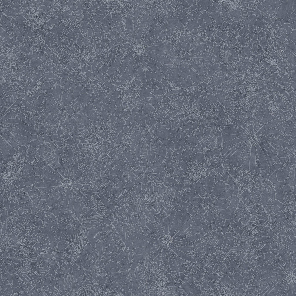 Fine Line Floral 108" Wide - Medium Gray