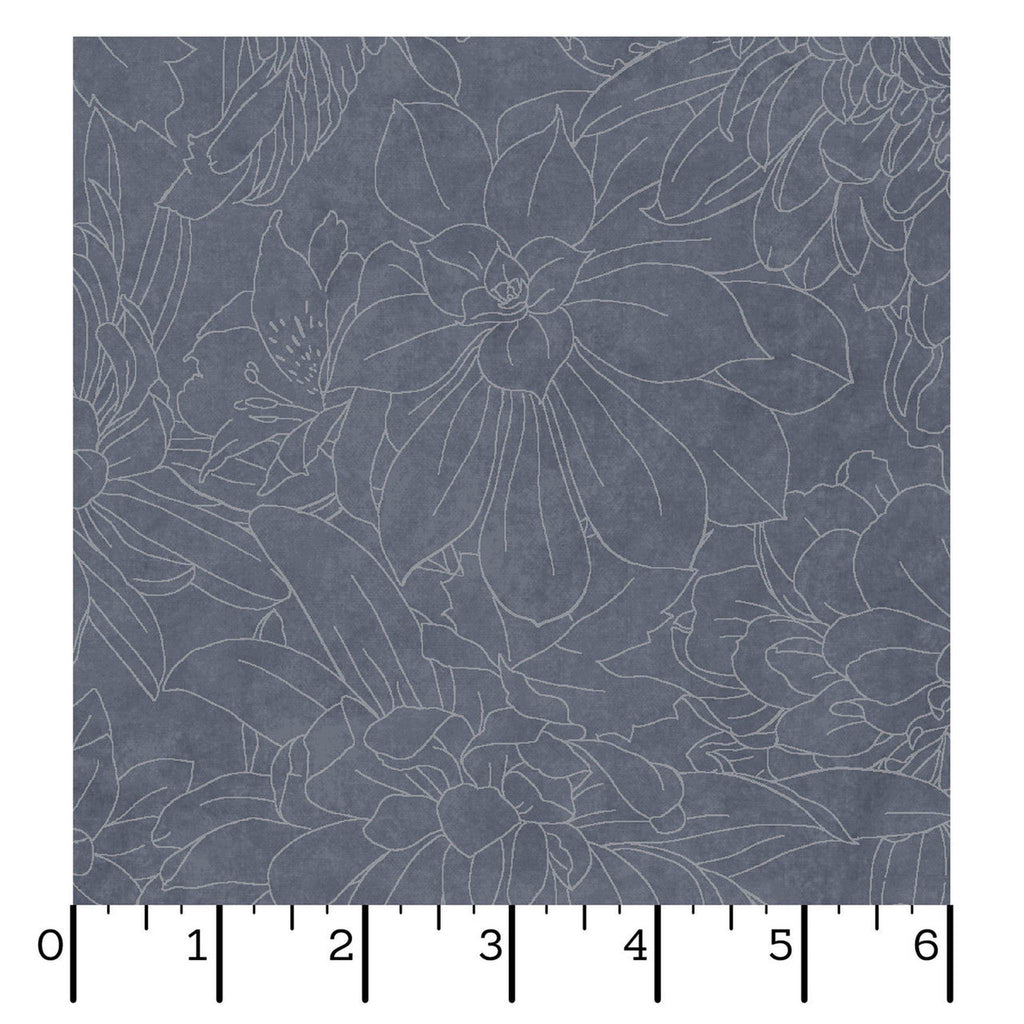 Fine Line Floral 108" Wide - Medium Gray