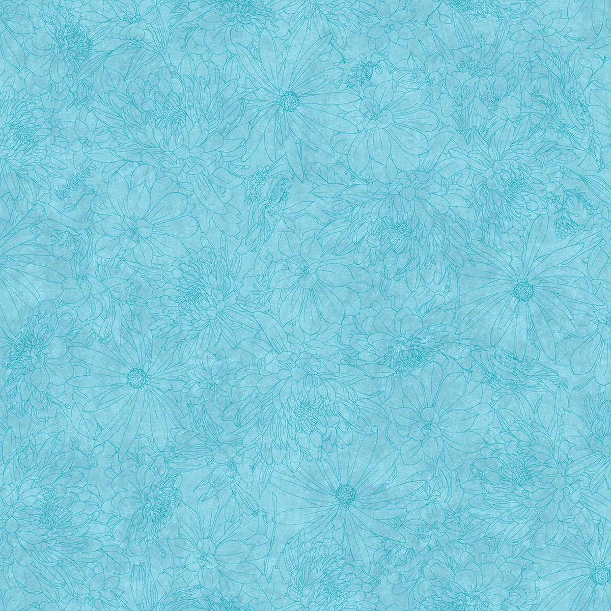Fine Line Floral 108" Wide - Soft Aqua