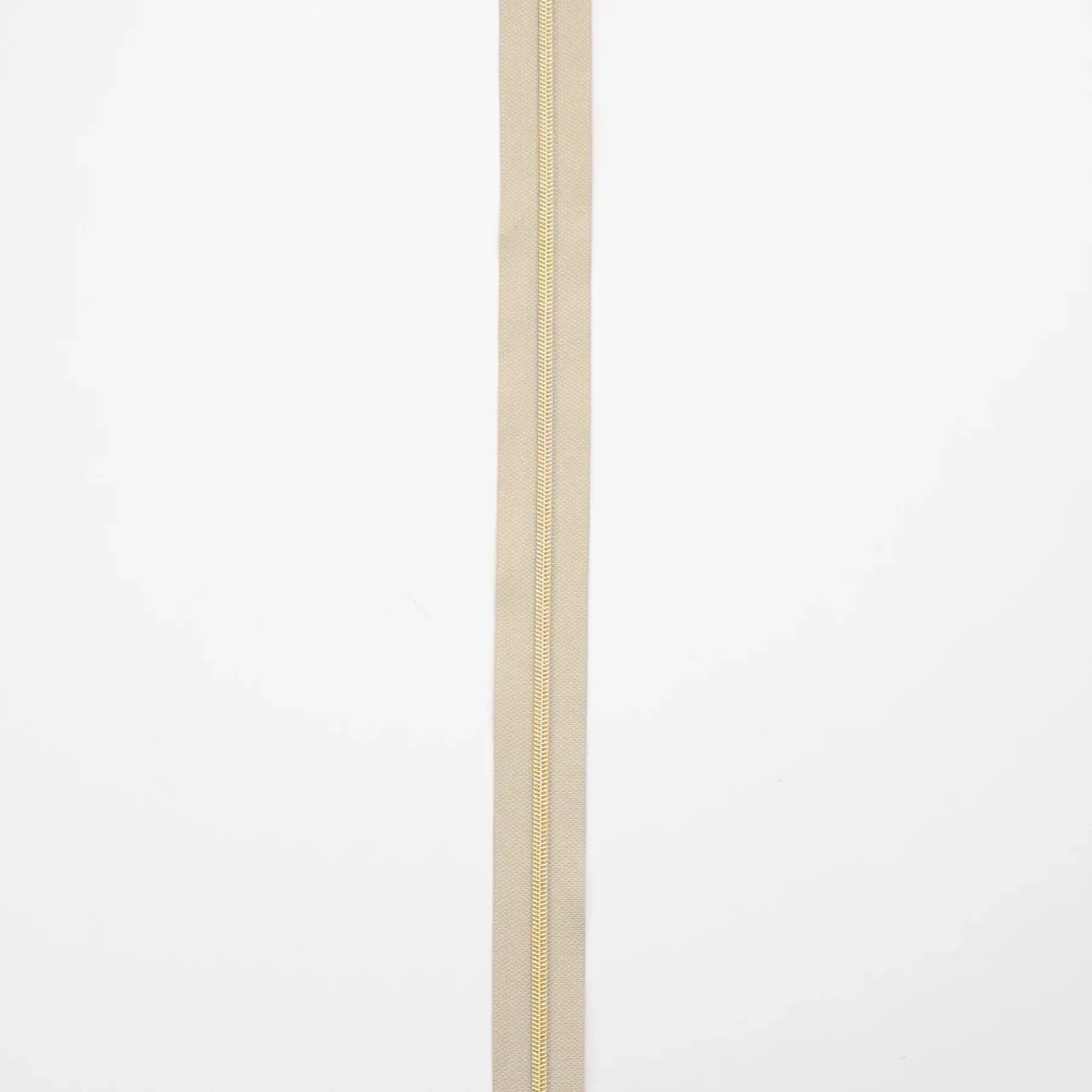Beige Nylon Coil Zipper #3 - Gold Finish