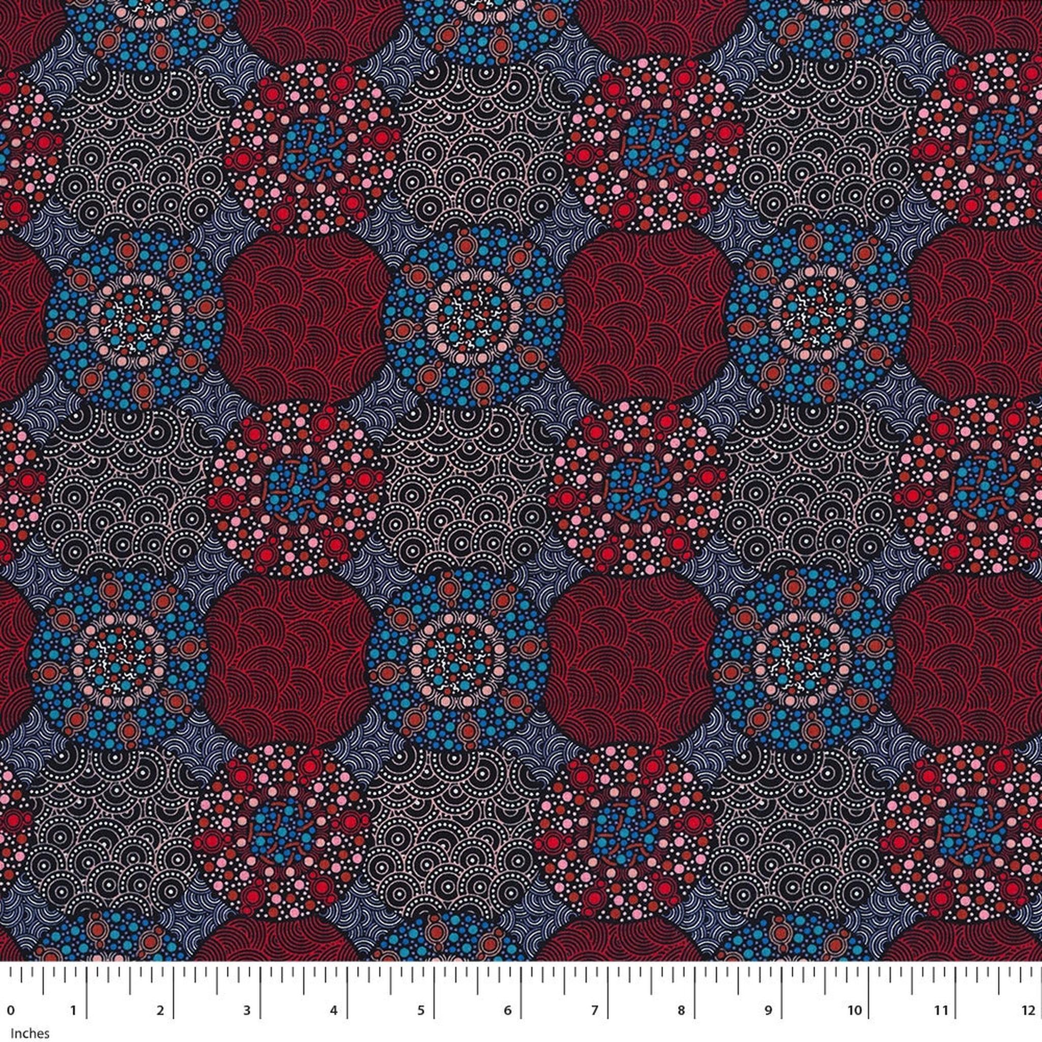 M&S Textiles Wildflowers and Bush Tuckers - Red