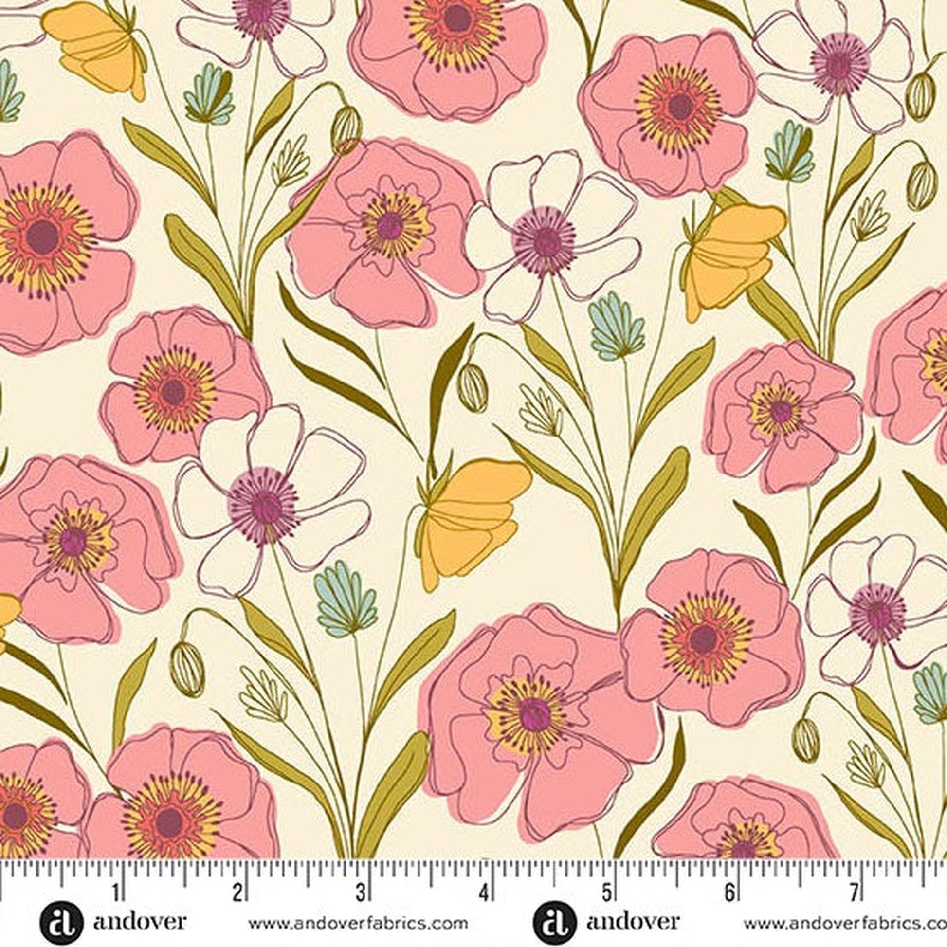 Meadow Walk by Alexandra Bordallo - Poppies Meadow: Cream