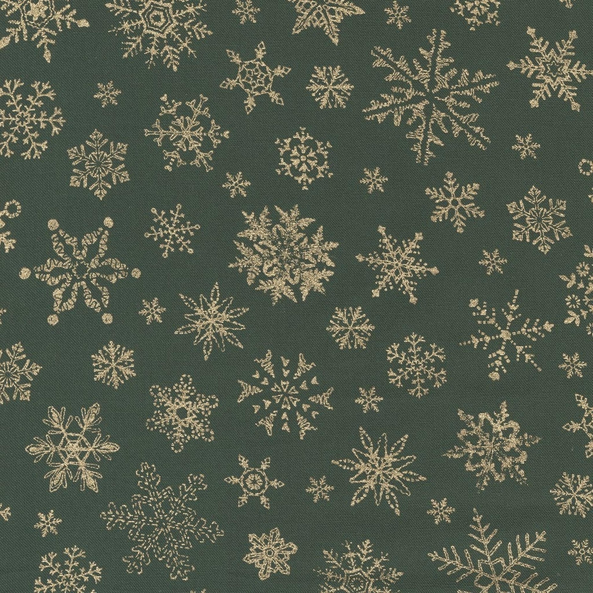 Merry Manor Metallic by Moda - Evergreen