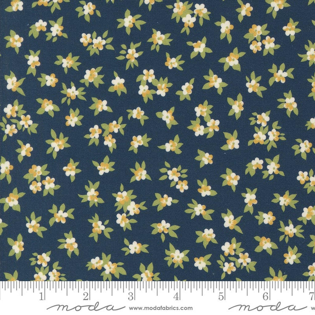 Moda Chelsea Garden Tea Rose Ditsy Small Floral - Navy
