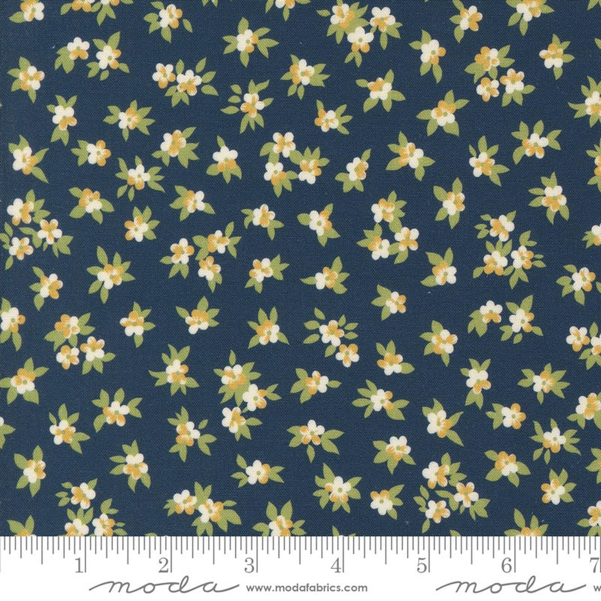 Moda Chelsea Garden Tea Rose Ditsy Small Floral - Navy