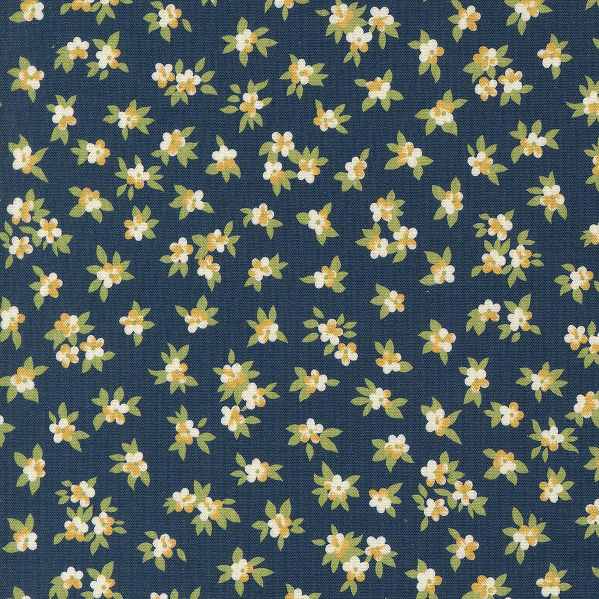 Moda Chelsea Garden Tea Rose Ditsy Small Floral - Navy