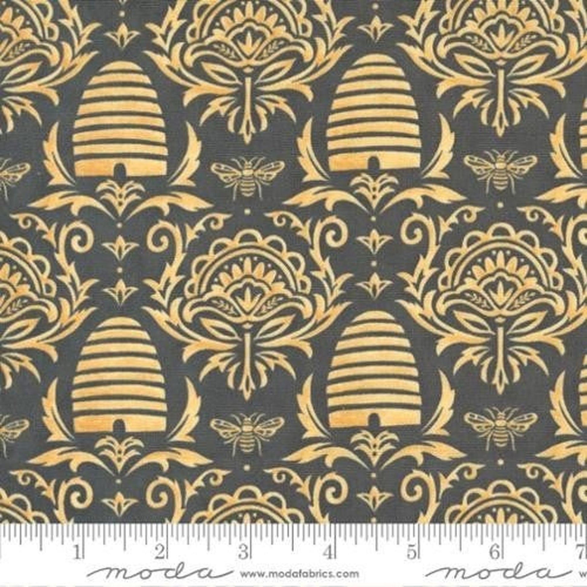Moda Honey Lavender - Beeskep Damask Charcoal