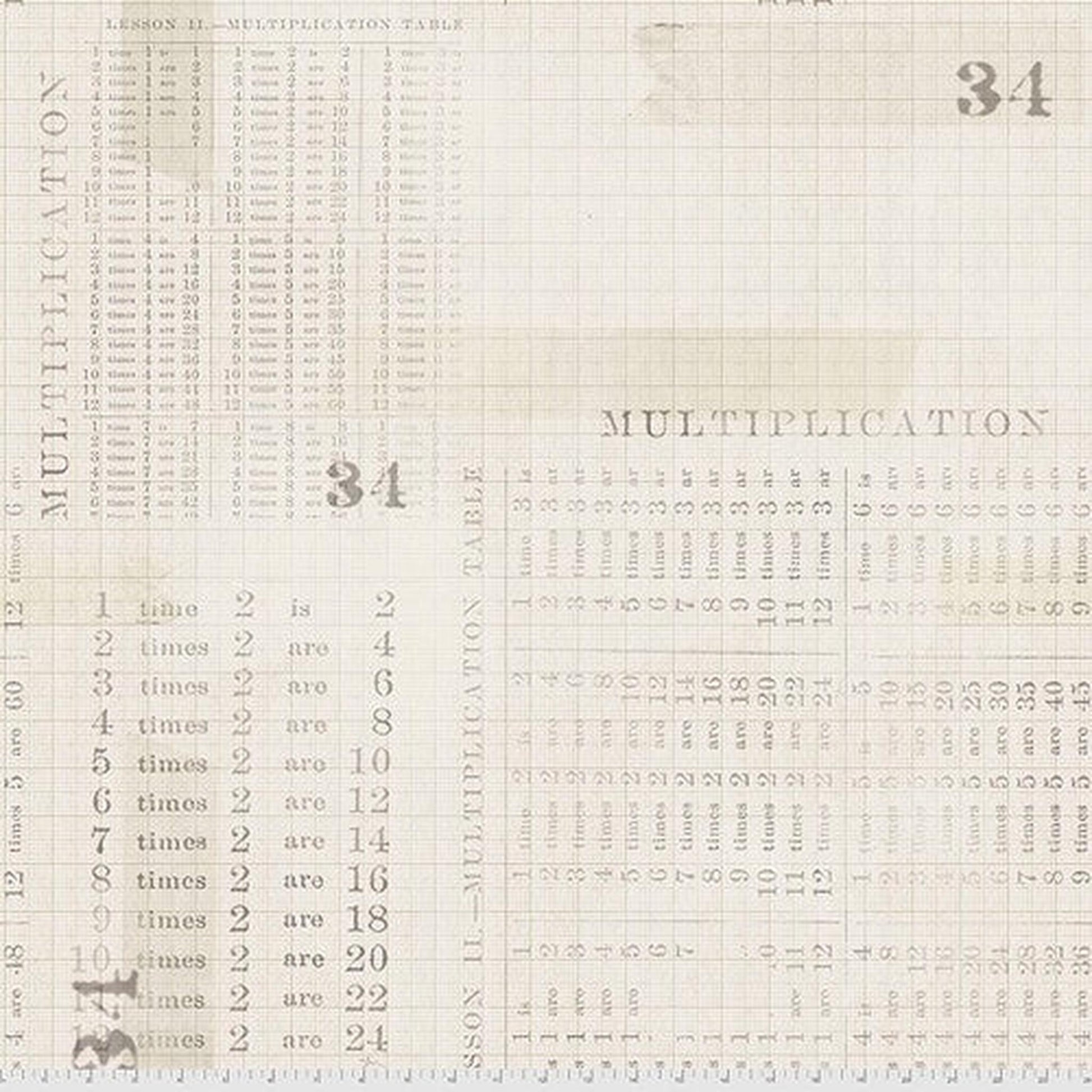 Monochrome by Tim Holtz - Multiplication Table: Parchment