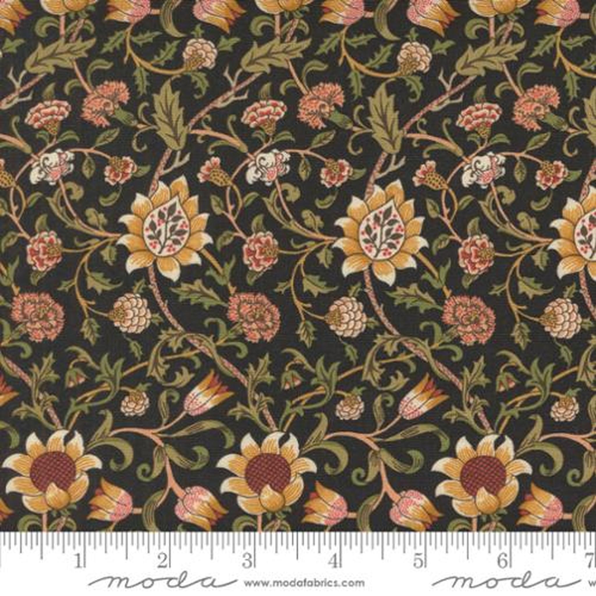 Morris Manor by Barbara Brackman - Evenlode Florals: Ebony