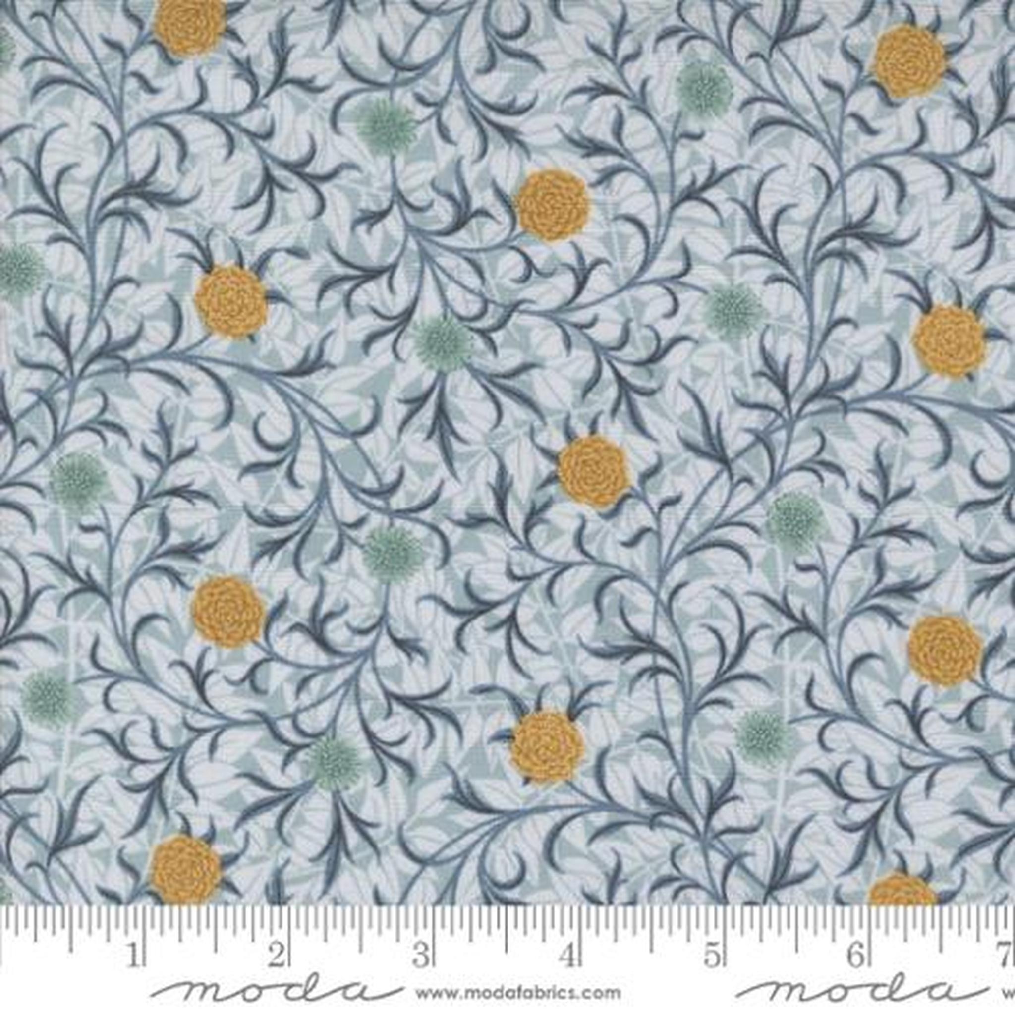 Morris Manor by Barbara Brackman - Scroll Florals: Sky