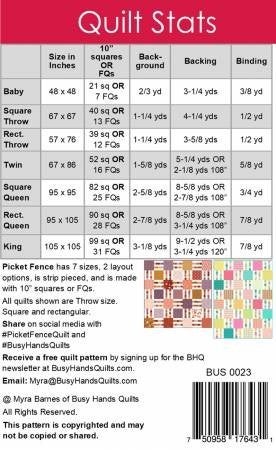 Pattern:  Picket Fence (7 sizes)