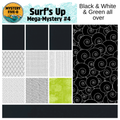 Collection of black, white, and green patterned tiles with 'Mystery Five-O' branding.