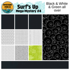 Collection of black, white, and green patterned tiles with 'Mystery Five-O' branding.