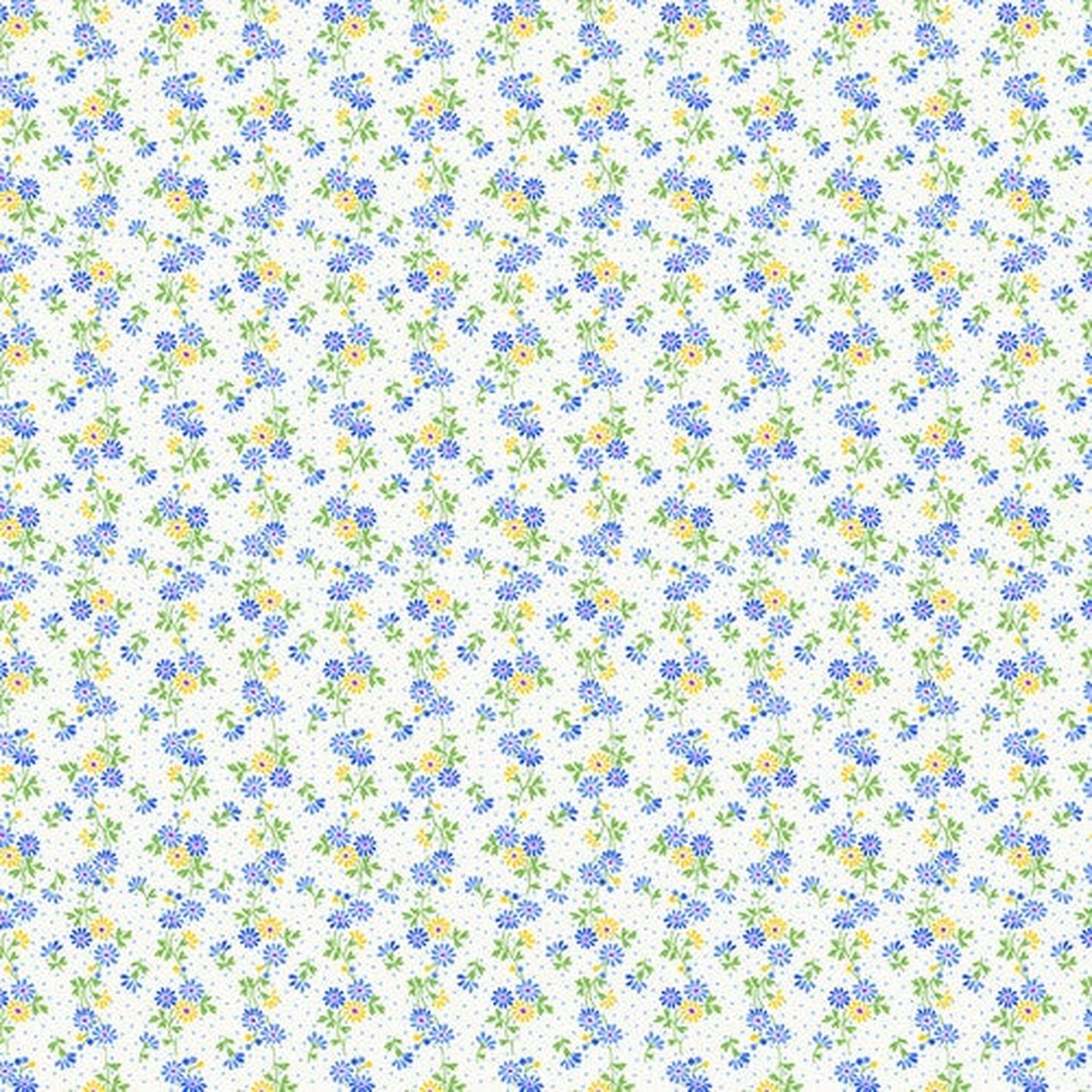 Nana Mae 7 by Henry Glass - Spaced Daisies - Cream/Blue