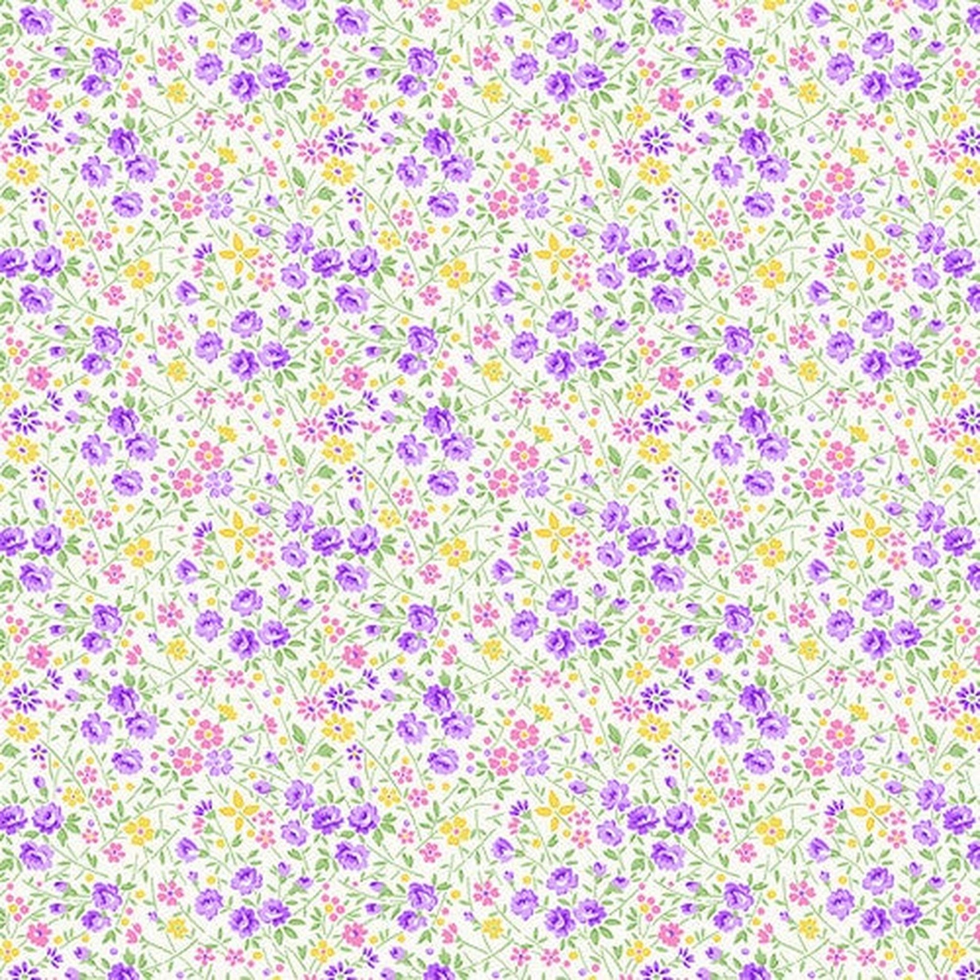 Nana Mae 7 by Henry Glass - Wild Flowers - Cream/Lilac