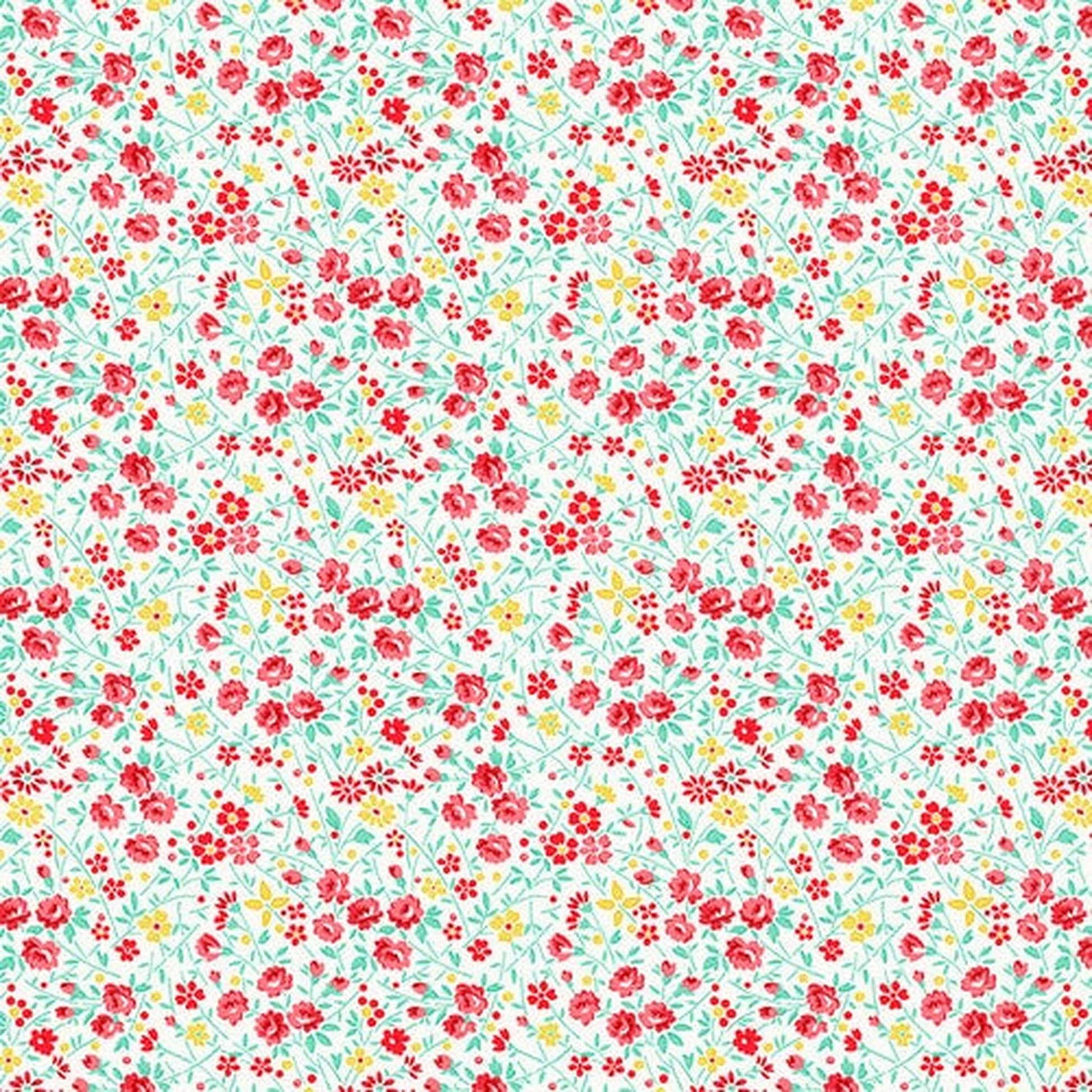 Nana Mae 7 by Henry Glass - Wild Flowers - Cream/Red