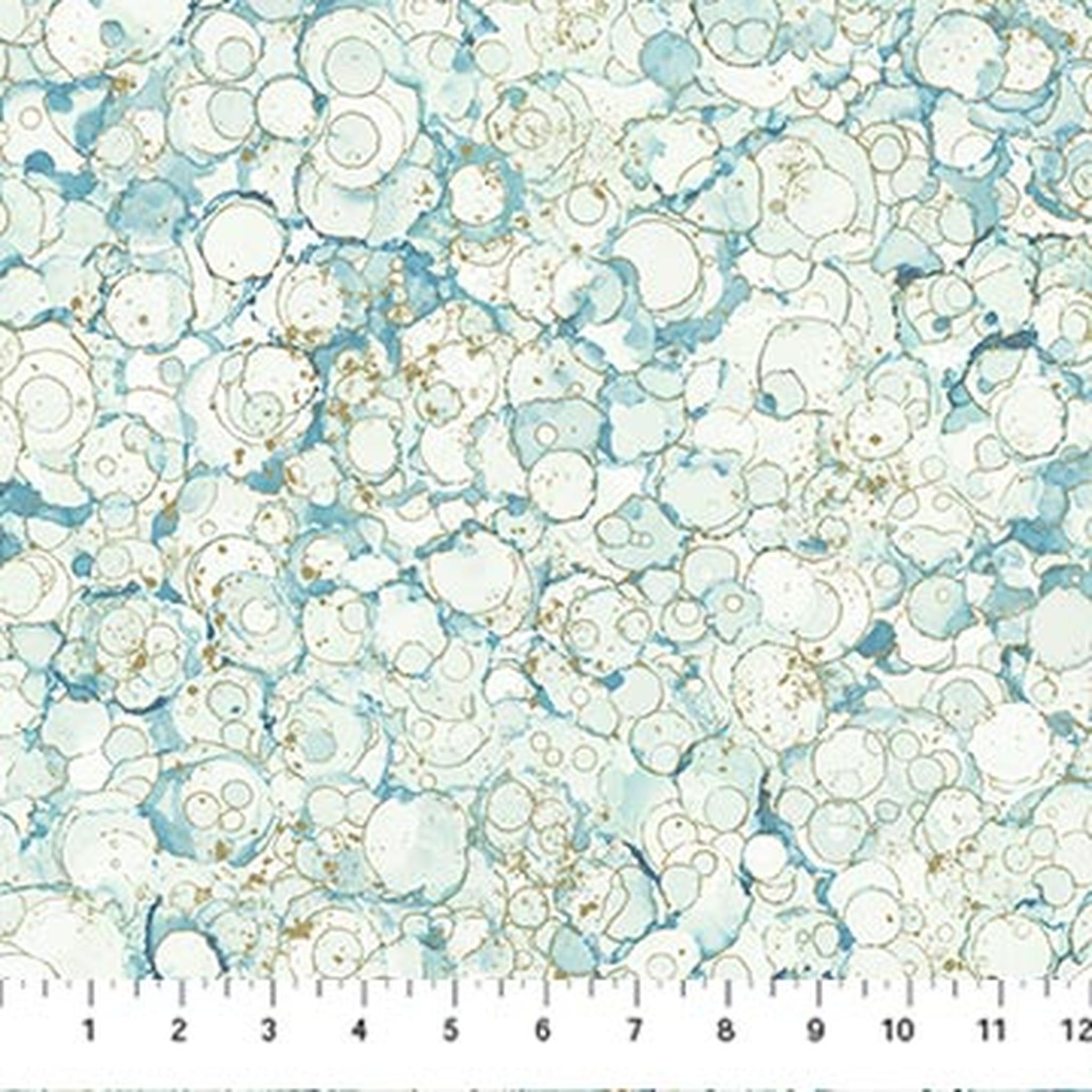 Northcott Midas Touch Bubble Texture - Blue/Sage