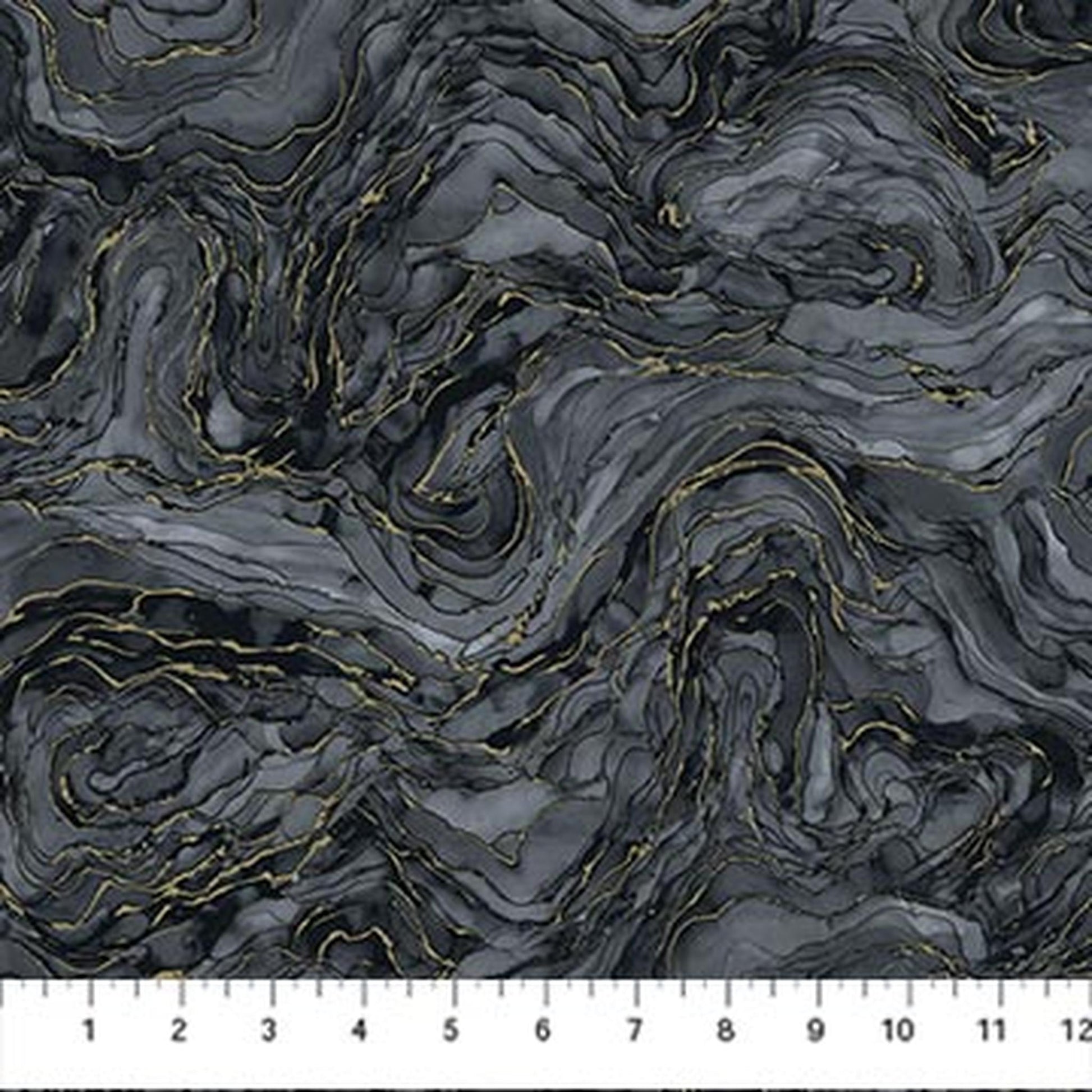 Northcott Midas Touch Wave Texture - Black