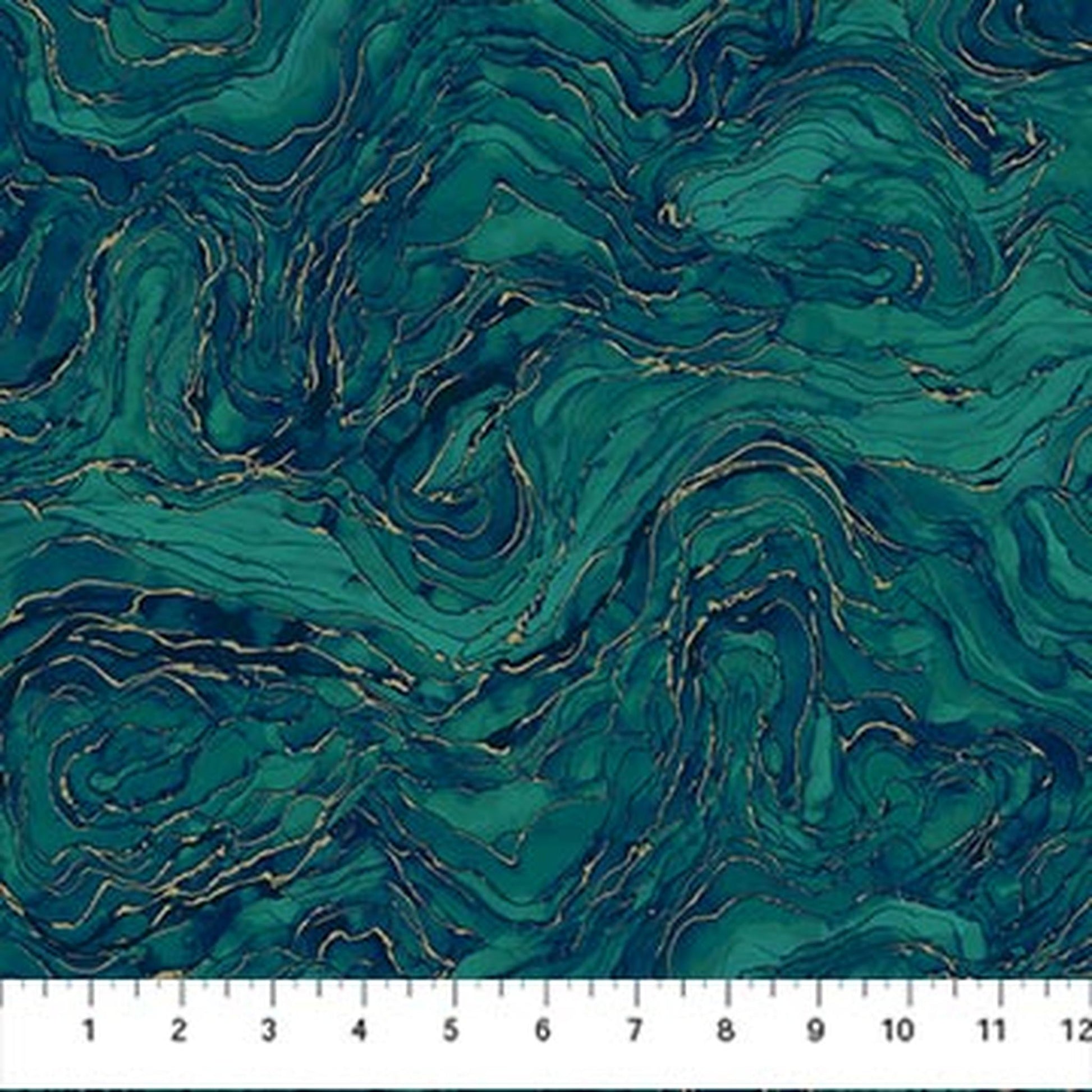 Northcott Midas Touch Wave Texture - Teal