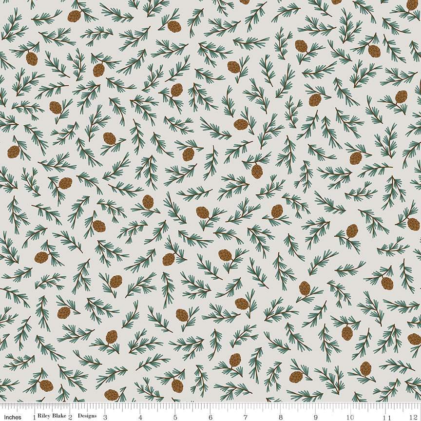 Designer Flannel by Natalia Juan Abello - Pinecones Offwhite