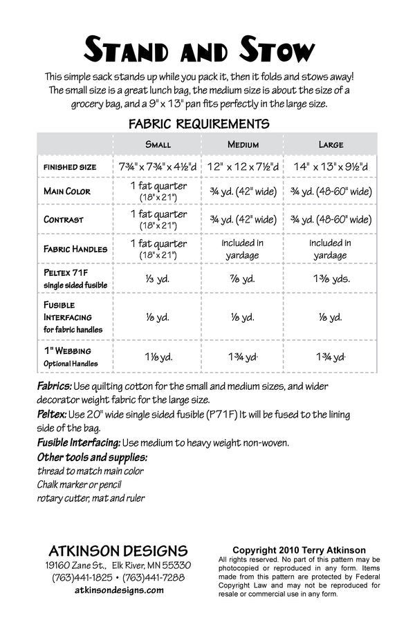 Pattern: Stand 'N Stow