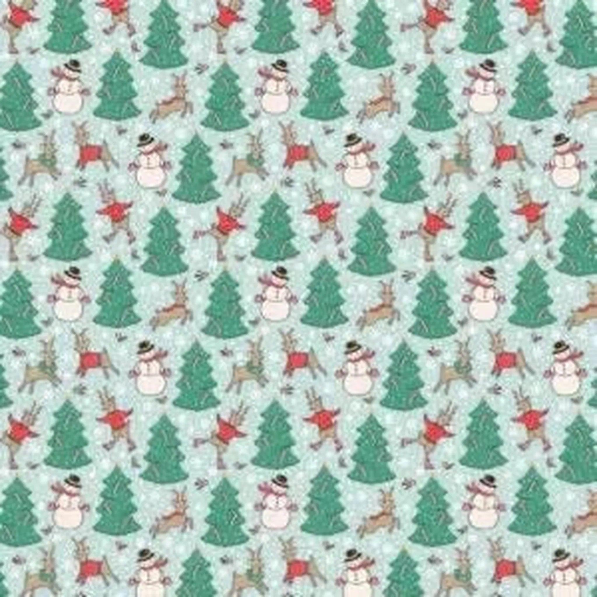 Oh What Fun Skating Deer Blue by Poppie Cotton