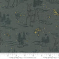 Old World Yuletide Oh Deer Toile Landscape and Nature Deer Snow Trees Metallic Dusk