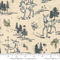 Old World Yuletide Oh Deer Toile Landscape and Nature Deer Snow Trees Metallic Eggshell