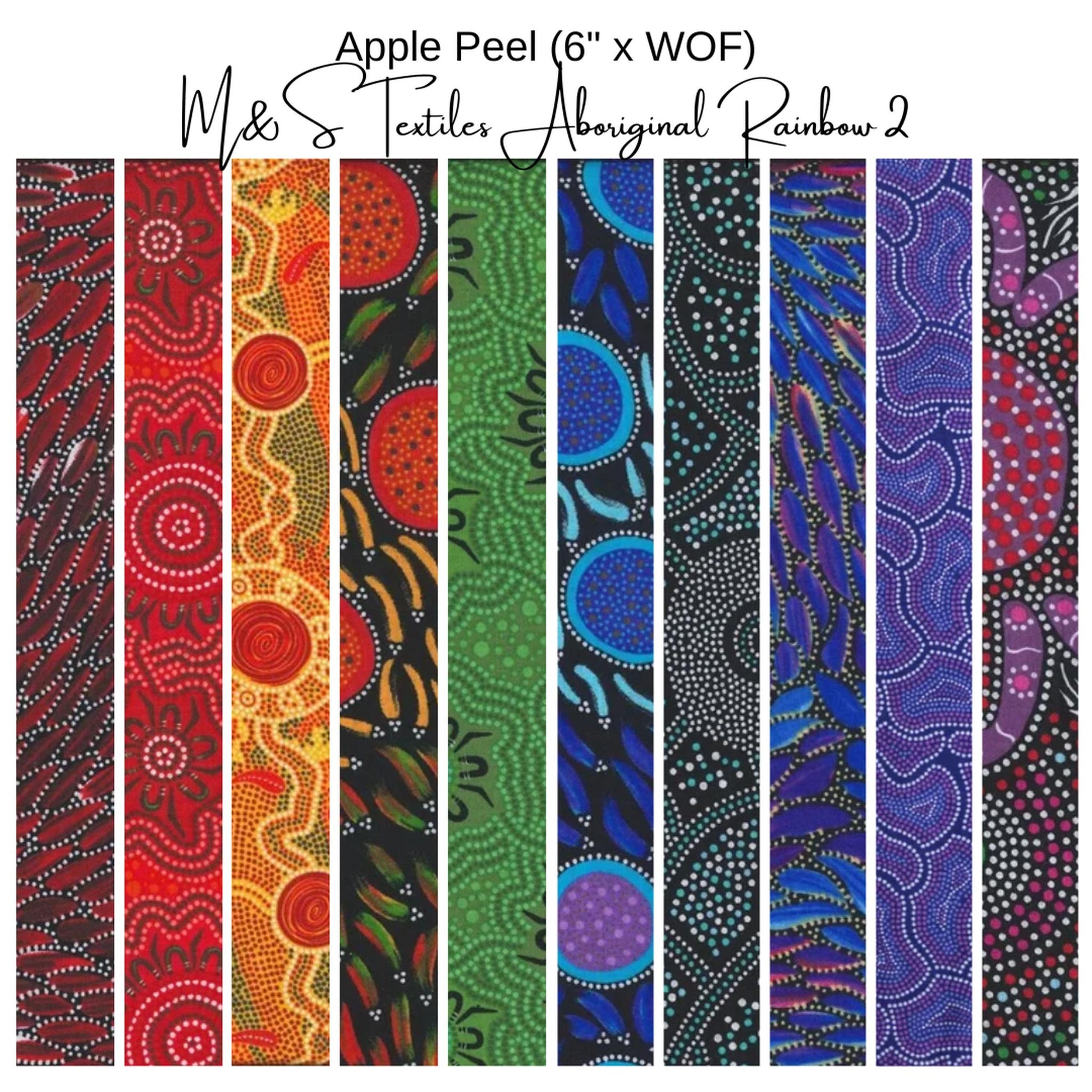 6" Apple Peels (10) - M&S Textiles Aboriginal Rainbow 2