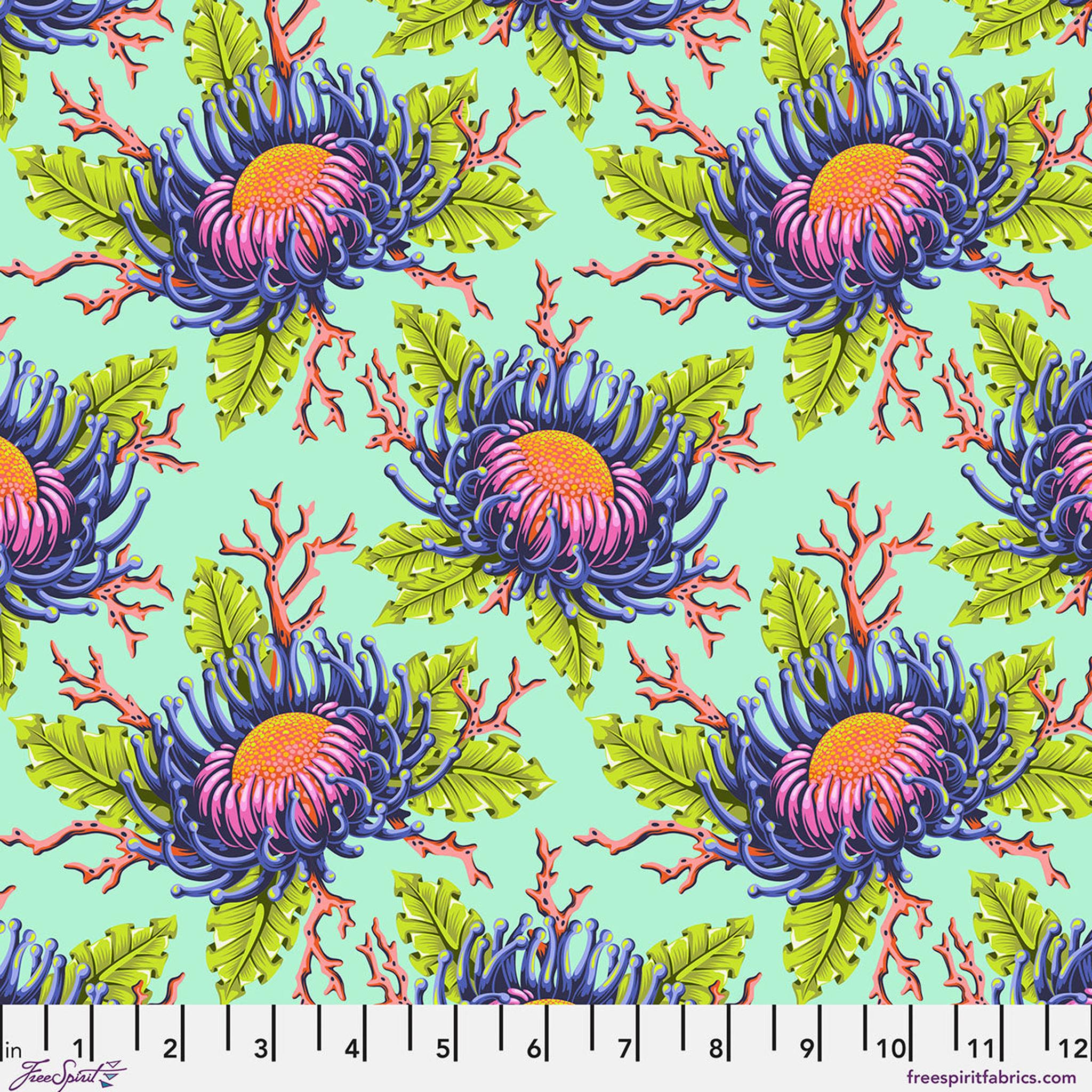 Apple Core (32") Floral Reef by Tula Pink - Friends & Anemones - Seafoam