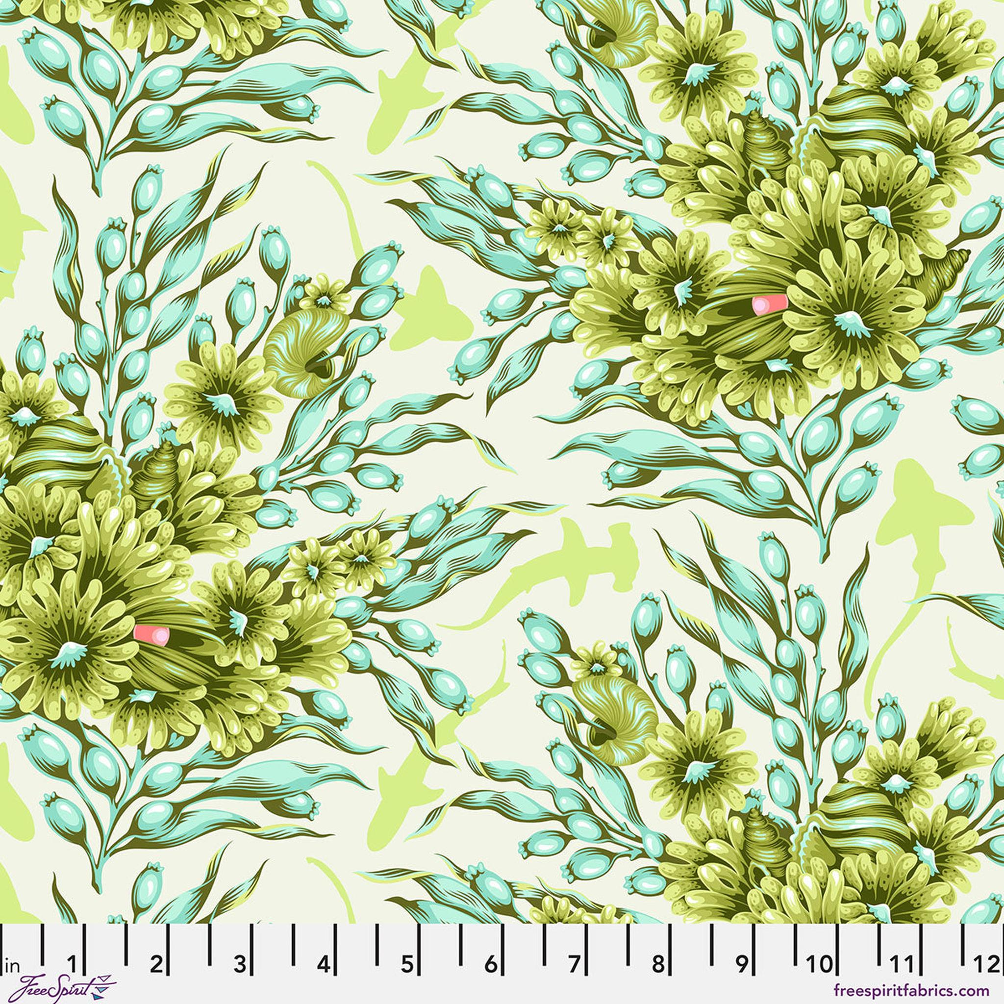 Floral Reef by Tula Pink - Shadow Sharks - Seagrass