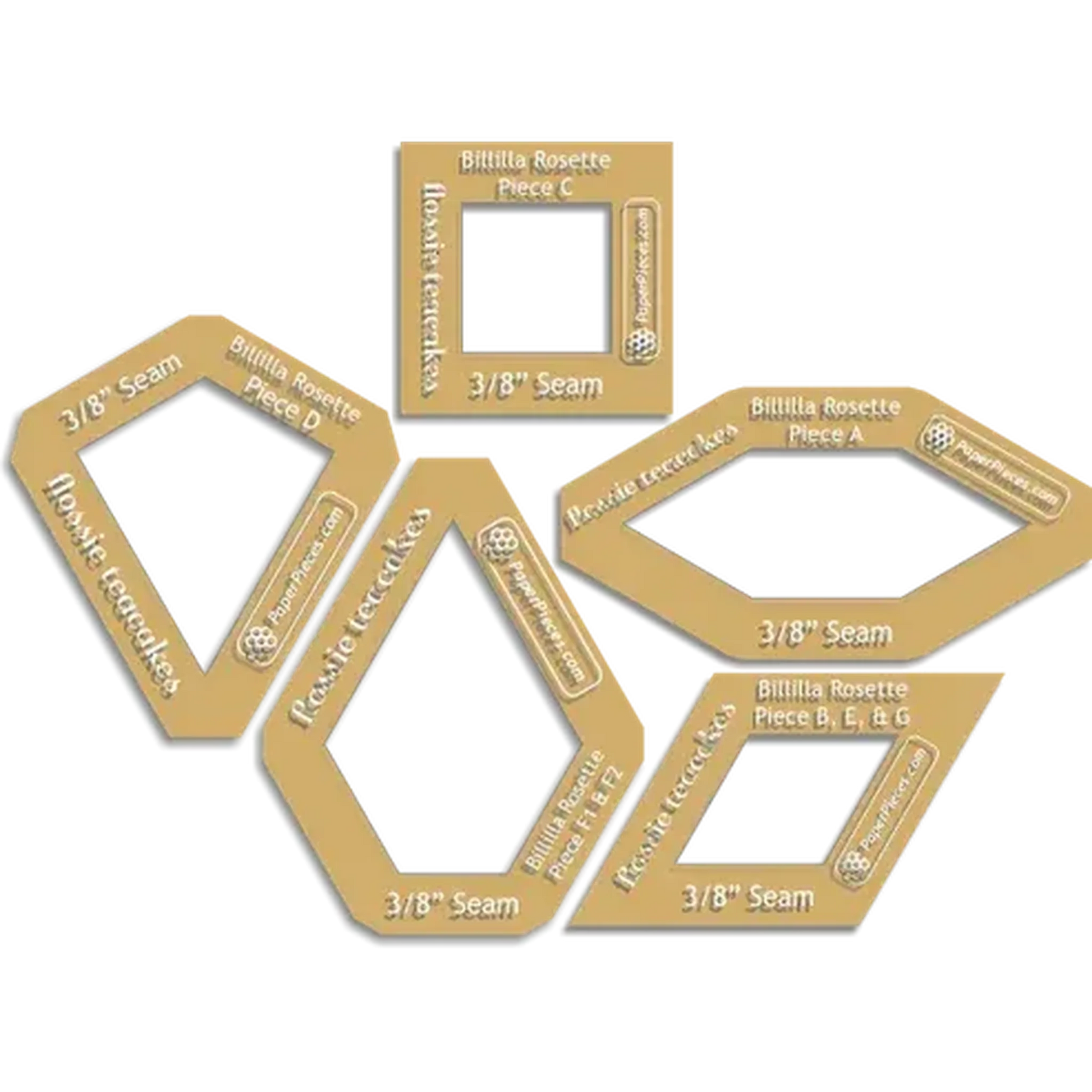 Paper Pieces: Billilla Rosette Windowed Cutting Templates | 5 piece set