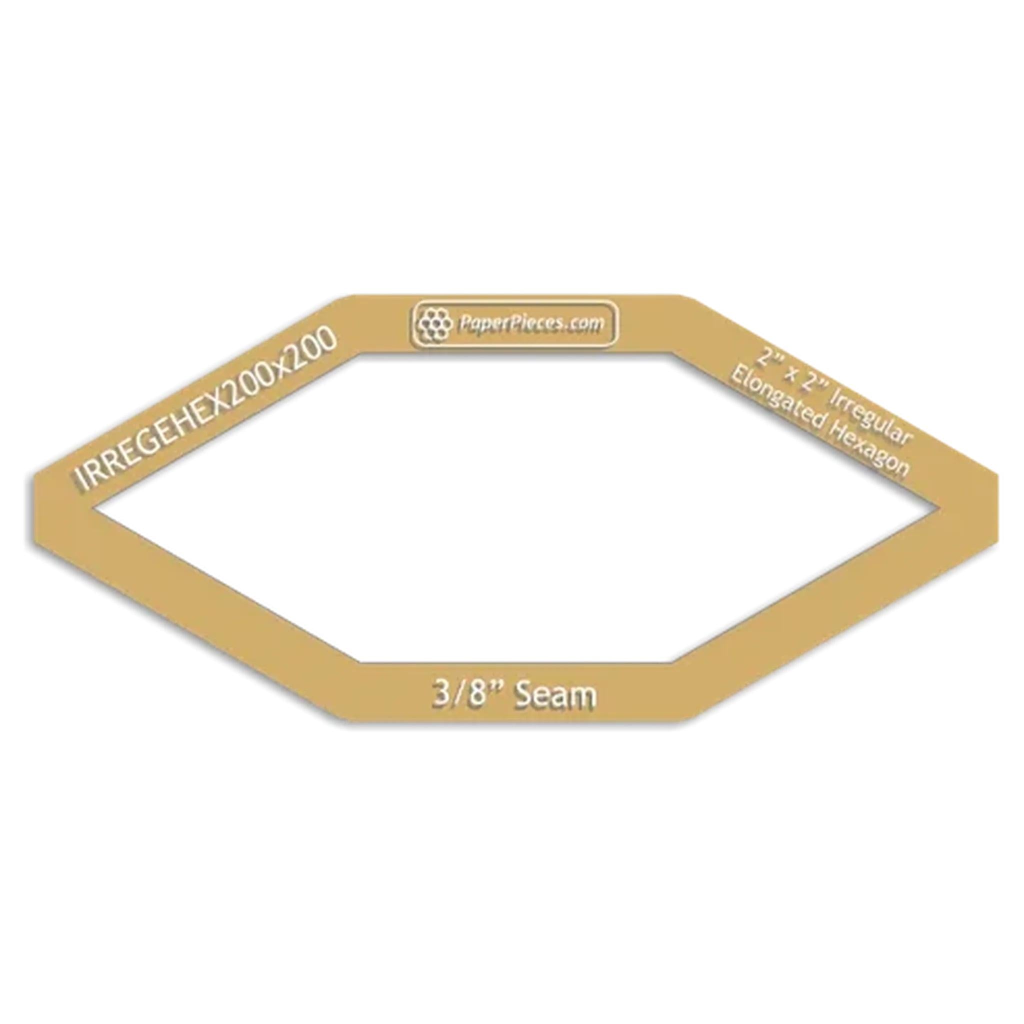 Paper Pieces: Elongated Hexagon 2" - Windowed Cutting Template