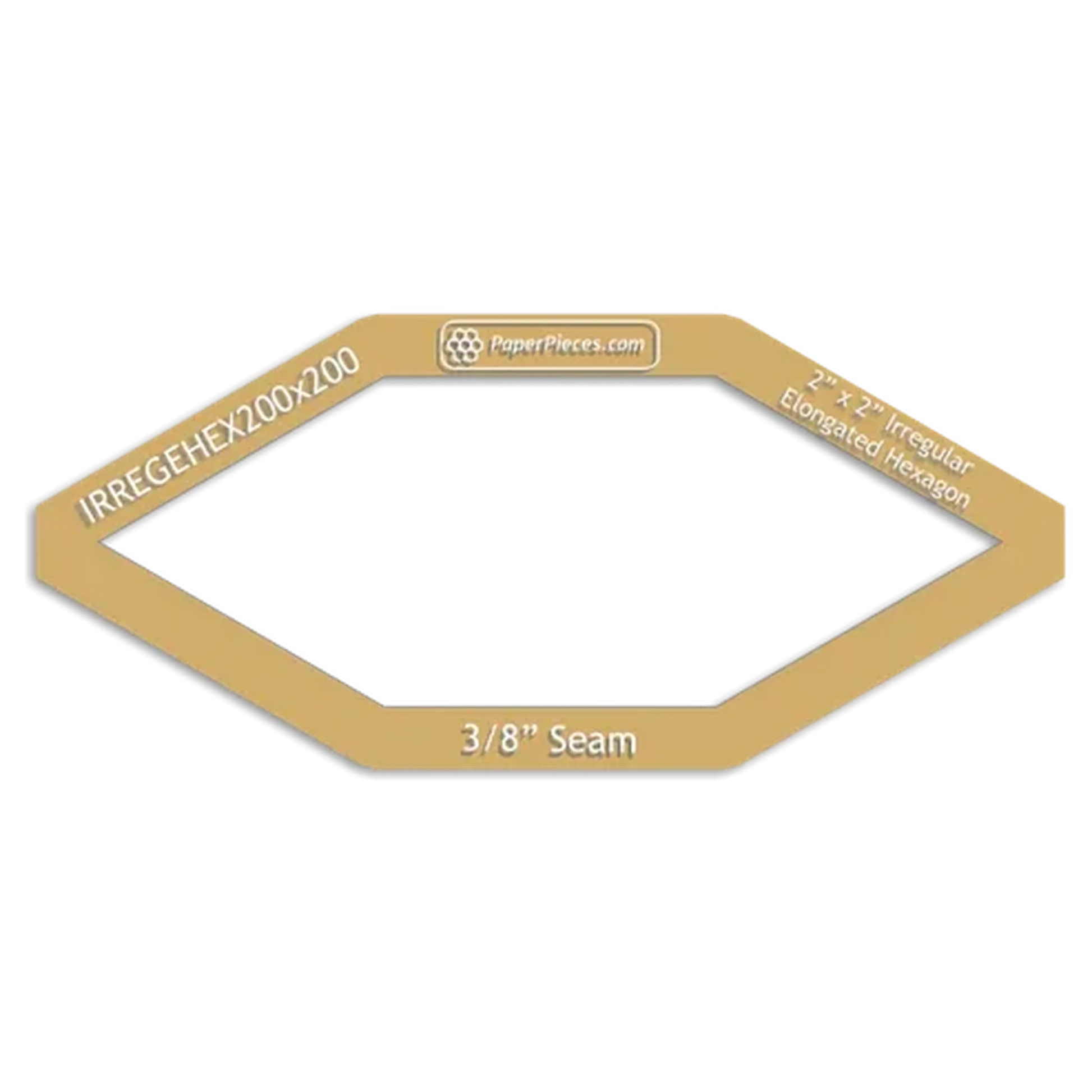 Paper Pieces: Elongated Hexagon 2" - Windowed Cutting Template