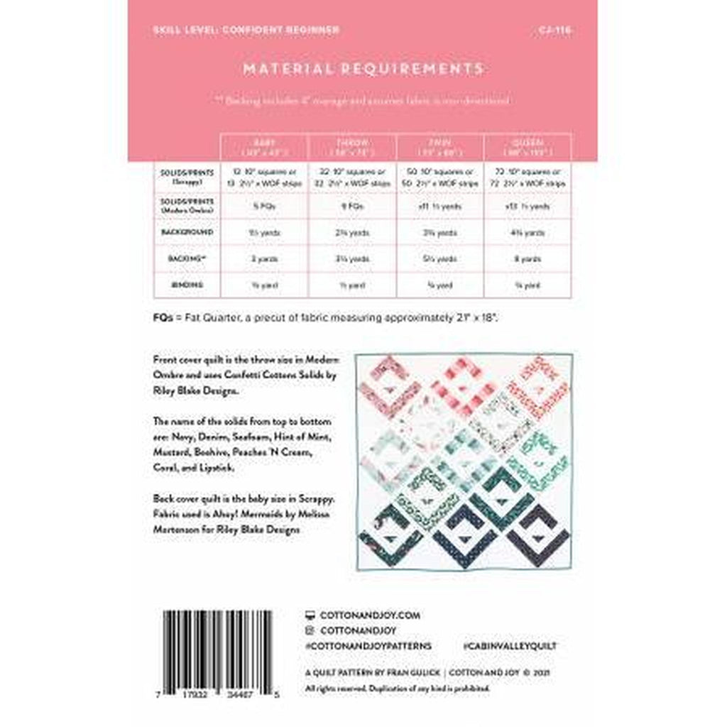 Cabin Valley Quilt Pattern | Cotton and Joy