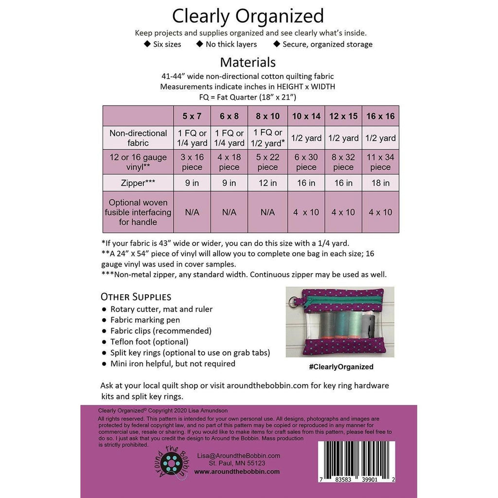 Pattern: Clearly Organized Project Bag