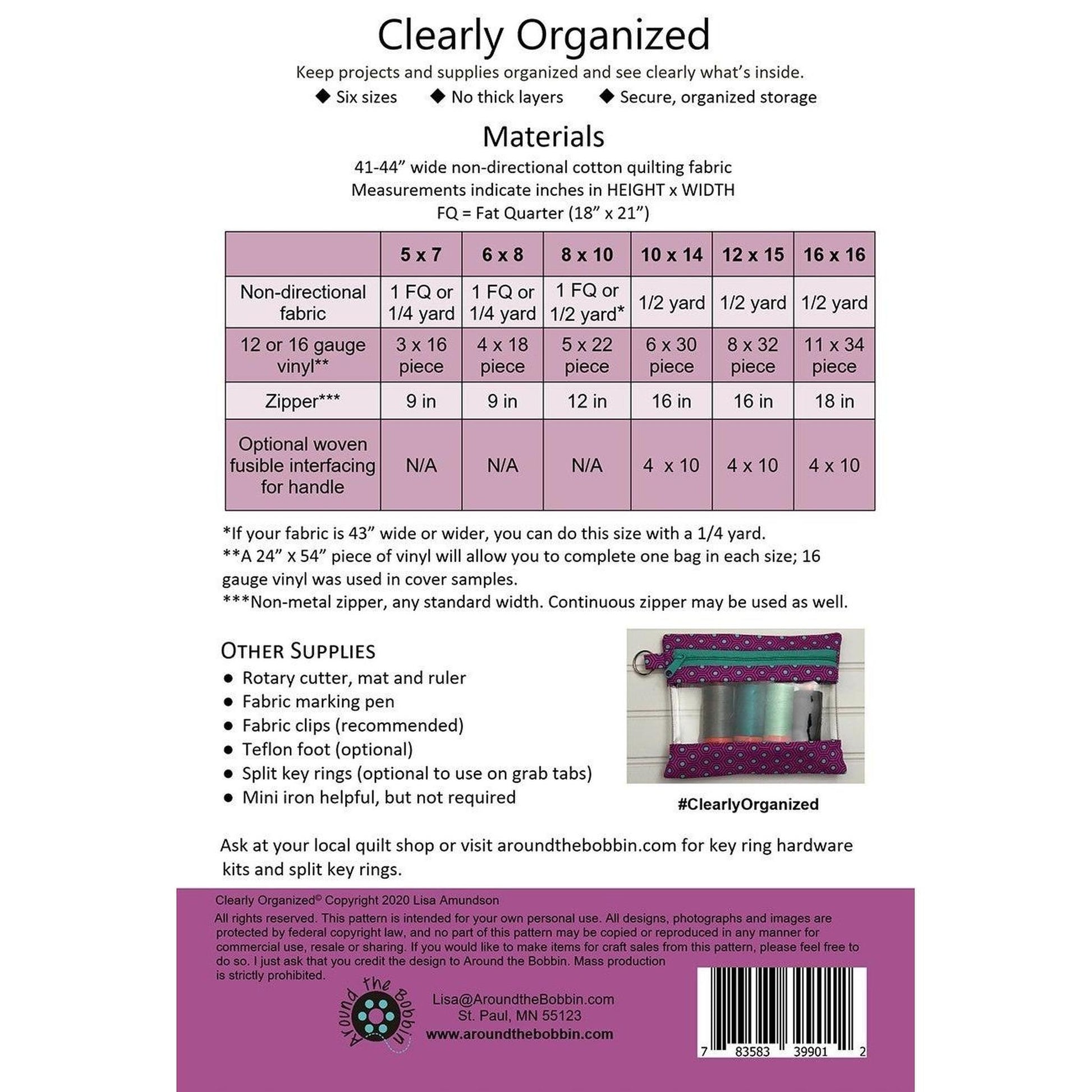 Pattern: Clearly Organized Project Bag